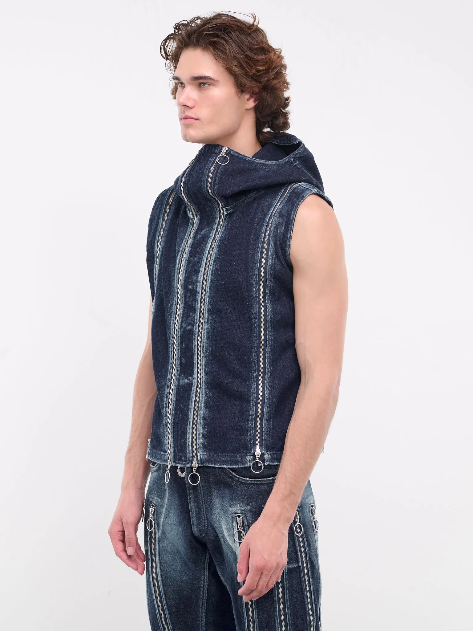 Adjustable Zip Fit Vest (ADJVEST-WASHED-INDIGO)