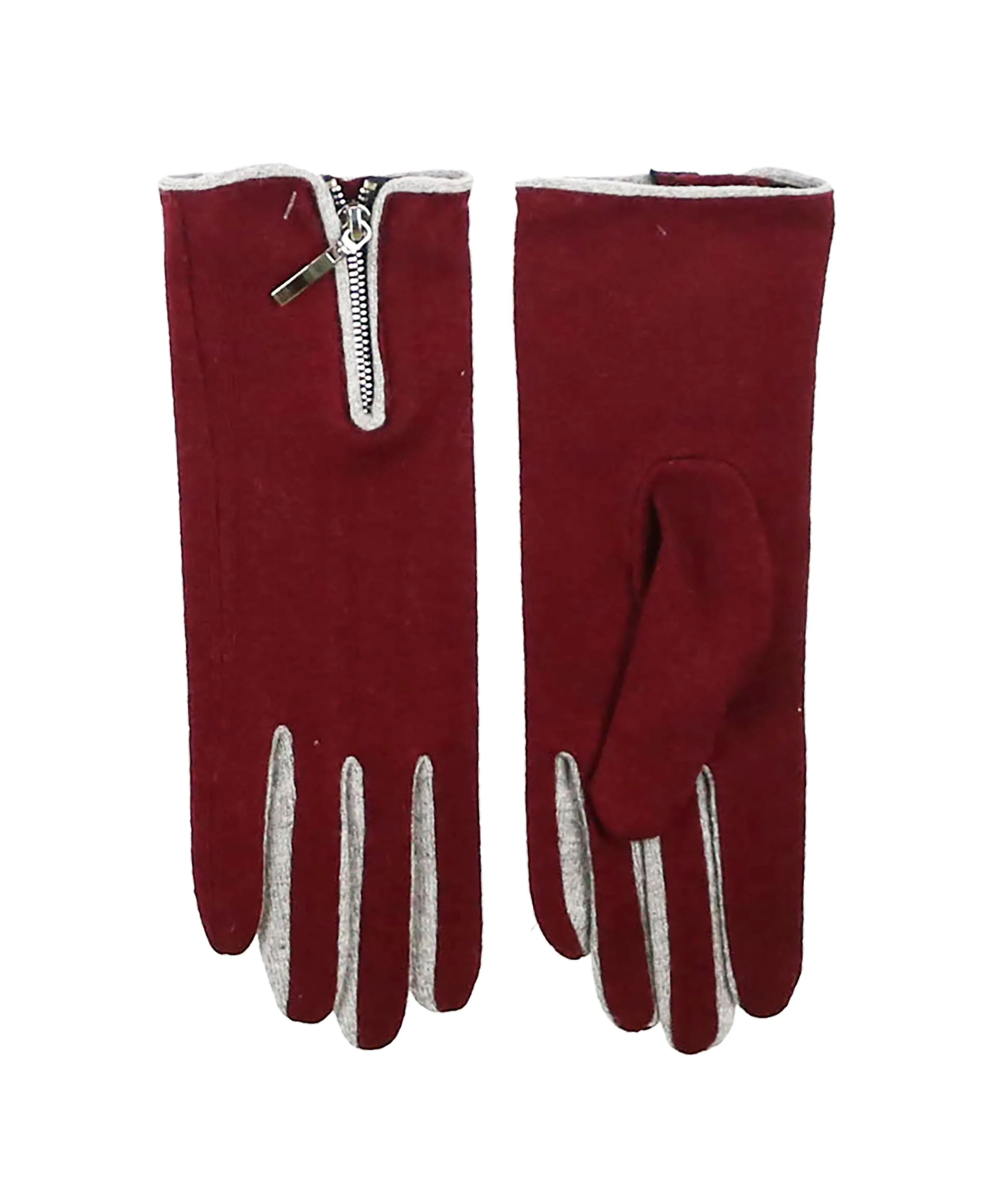 Allover Tech Zipper Glove - Burgundy