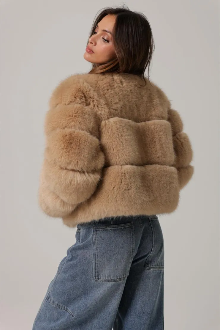 Amara Taupe Faux Fur Puffy Jacket