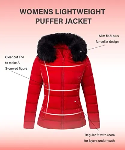 Bellivera Womens Puffer Jacket Winter Clothes for Women 7695 Red XSmall