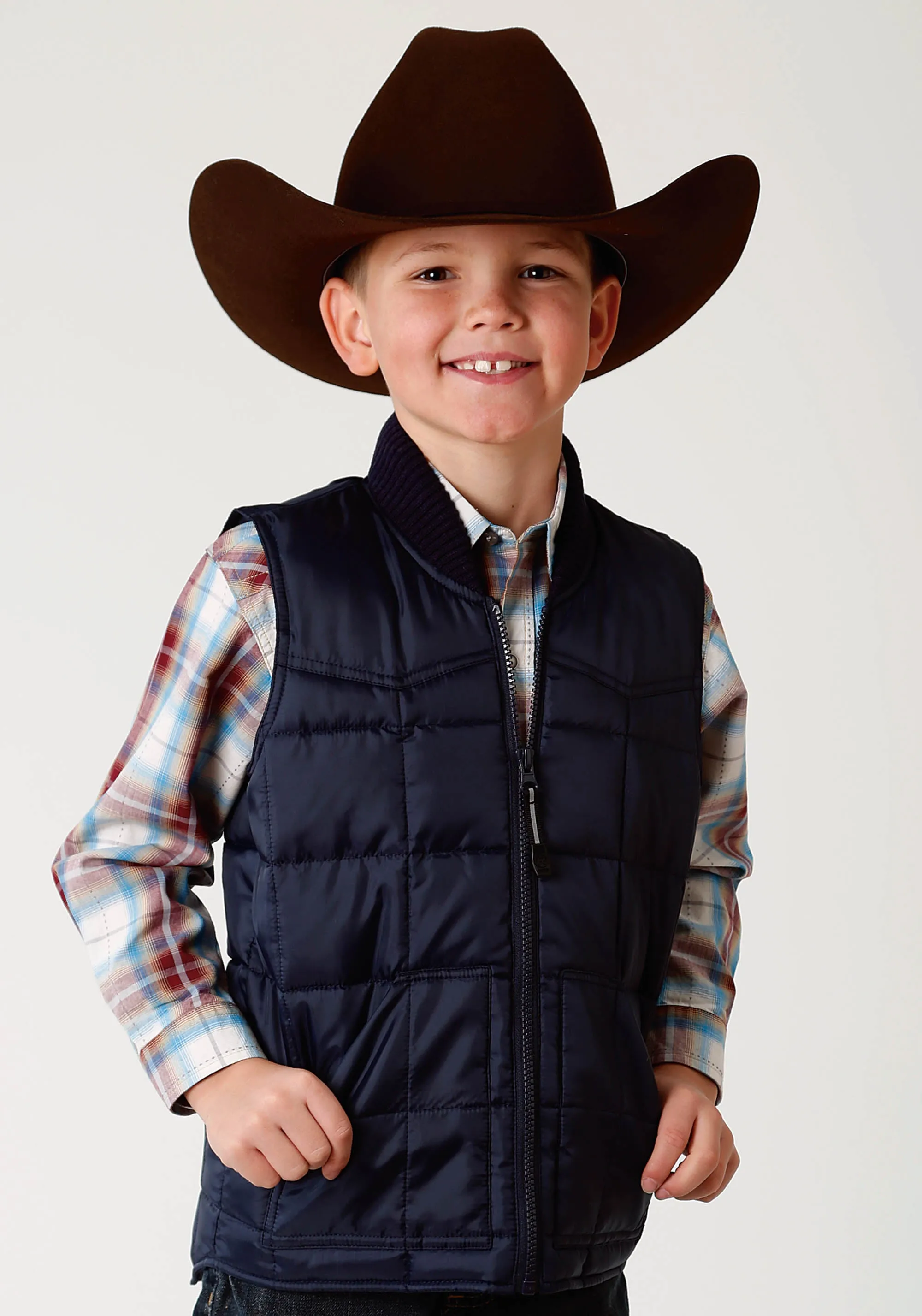 Boy's Roper Navy Poly Filled Vest