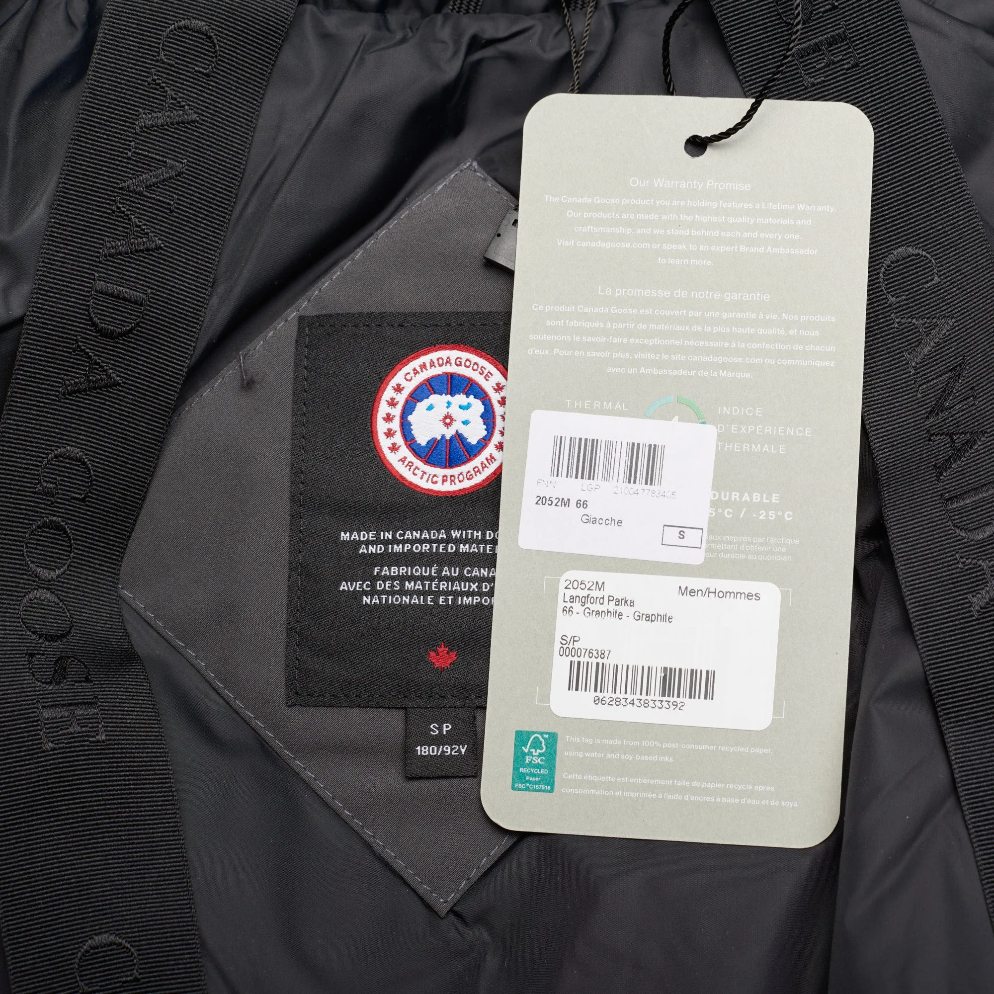 CANADA GOOSE Langford Parka 2052M 66 Graphite Gray Down Jacket Coat S