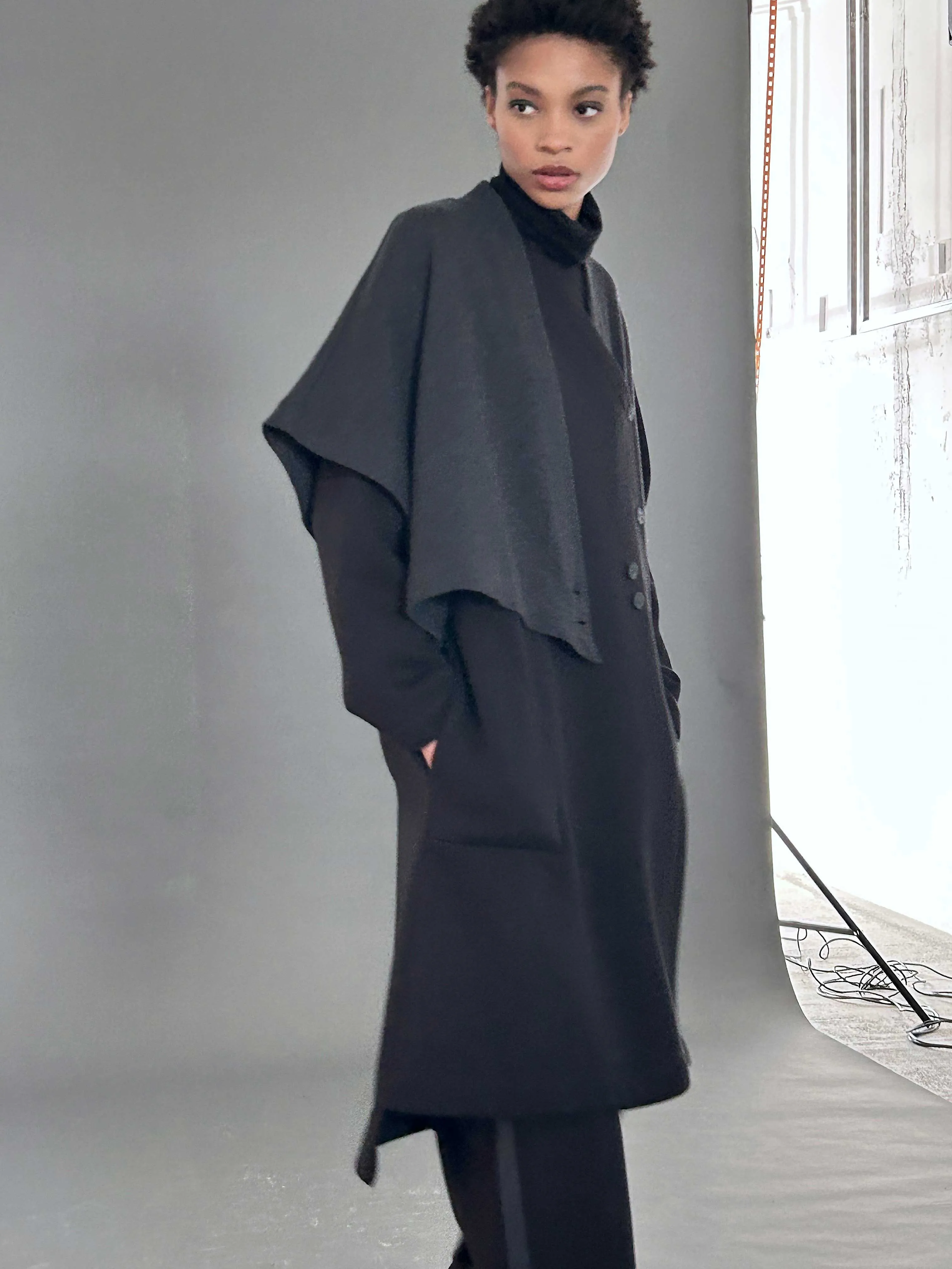 Casanda Duster Coat in Anthracite/Black