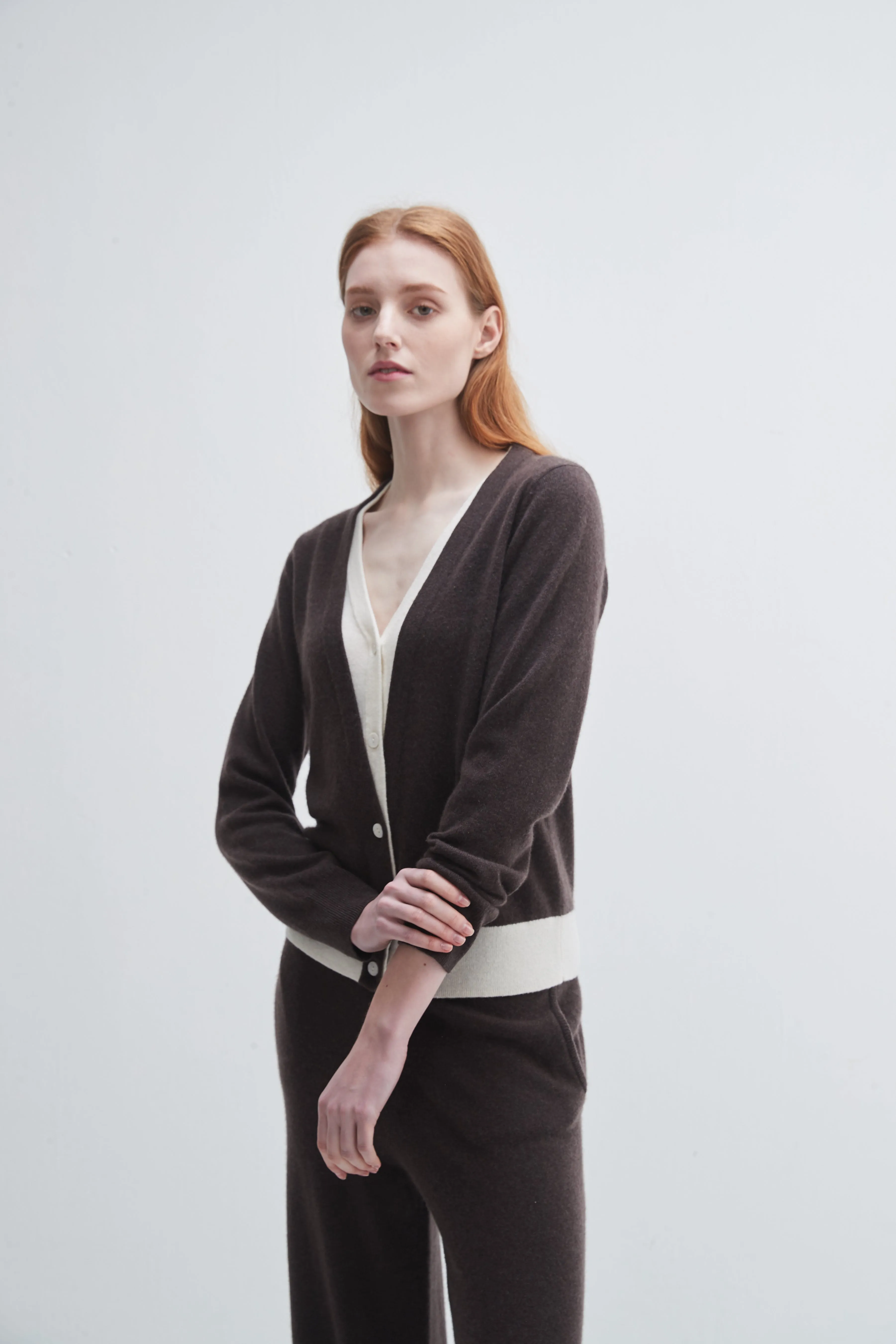 Contrast Collar Cashmere Cardigan