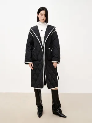 Contrast Hooded Maxi Down Coat