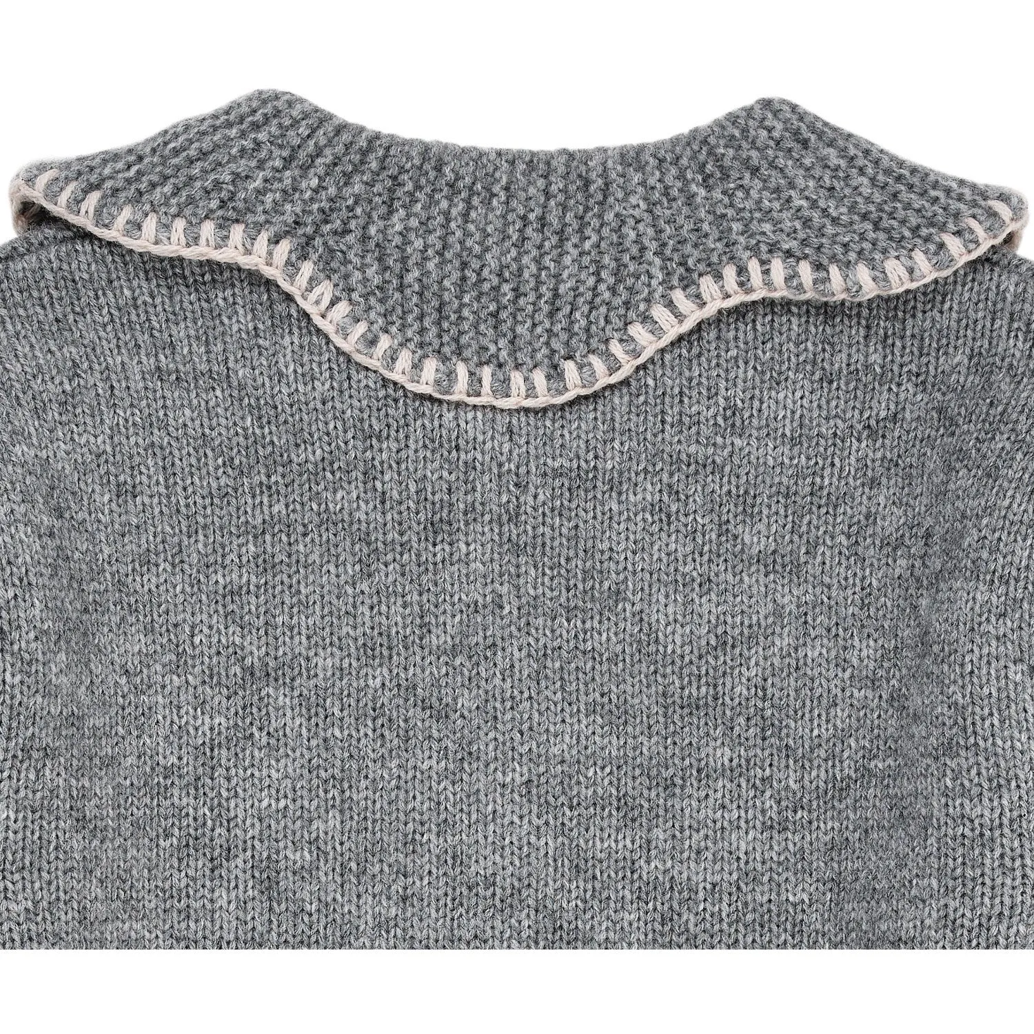 COPENHAGEN COLORS Grey Mel Cashmere Cardigan W. Collar