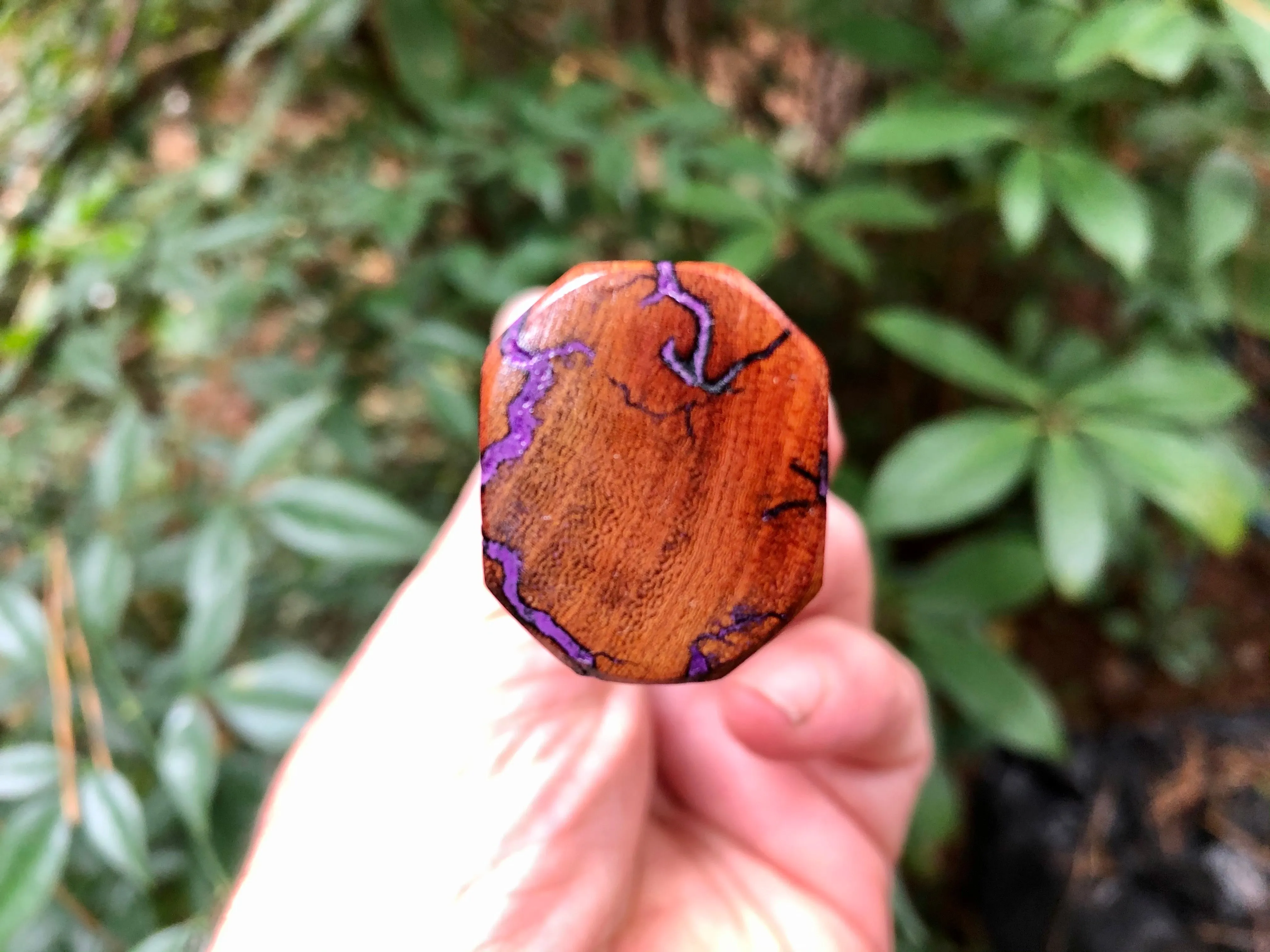 Custom Japanese Knife Handle (Wa Handle) - Amethyst-filled Litchenberg on Osage Orange