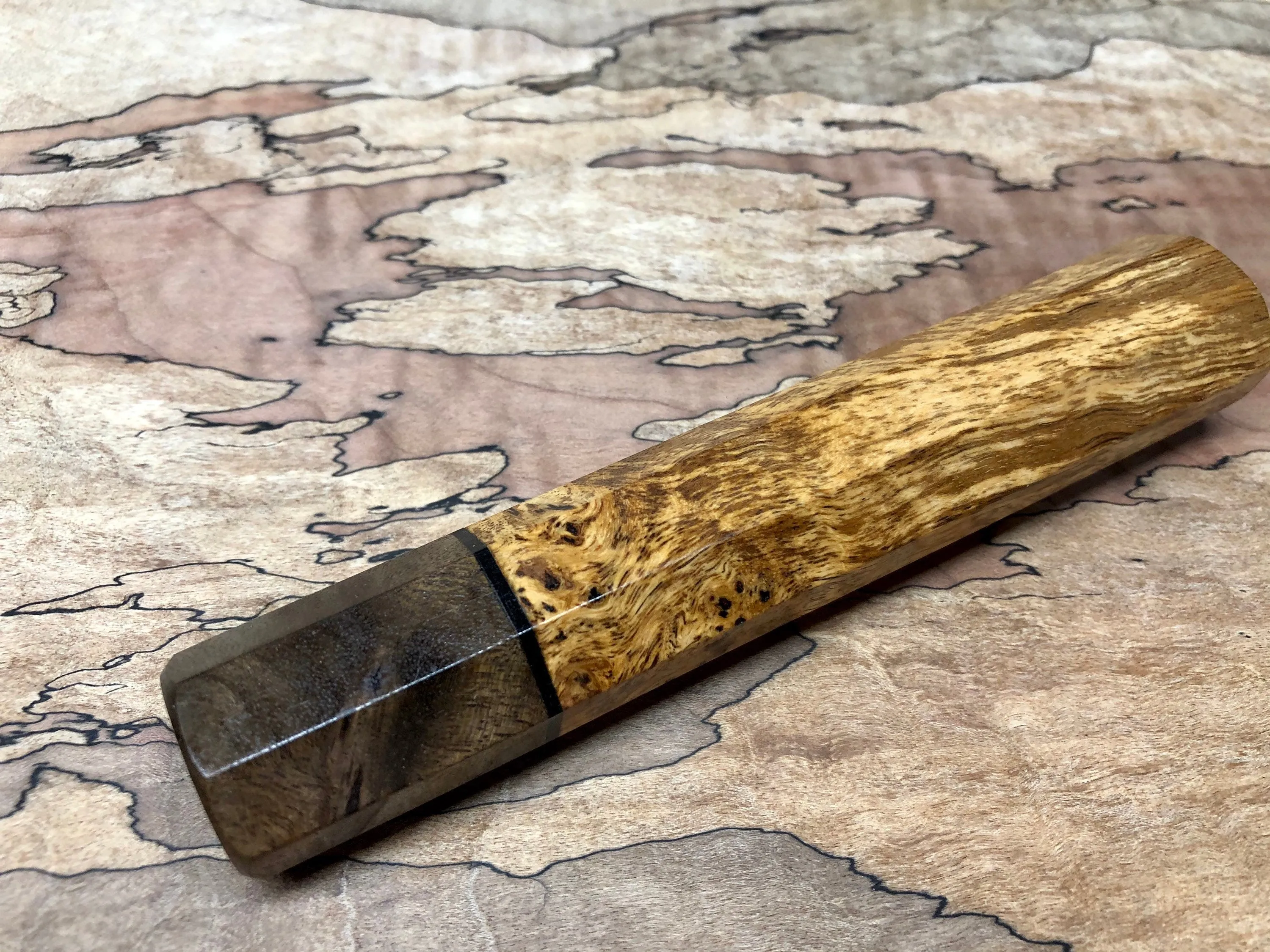 Custom Japanese Knife handle (wa handle) - Spalted Canxan Negro