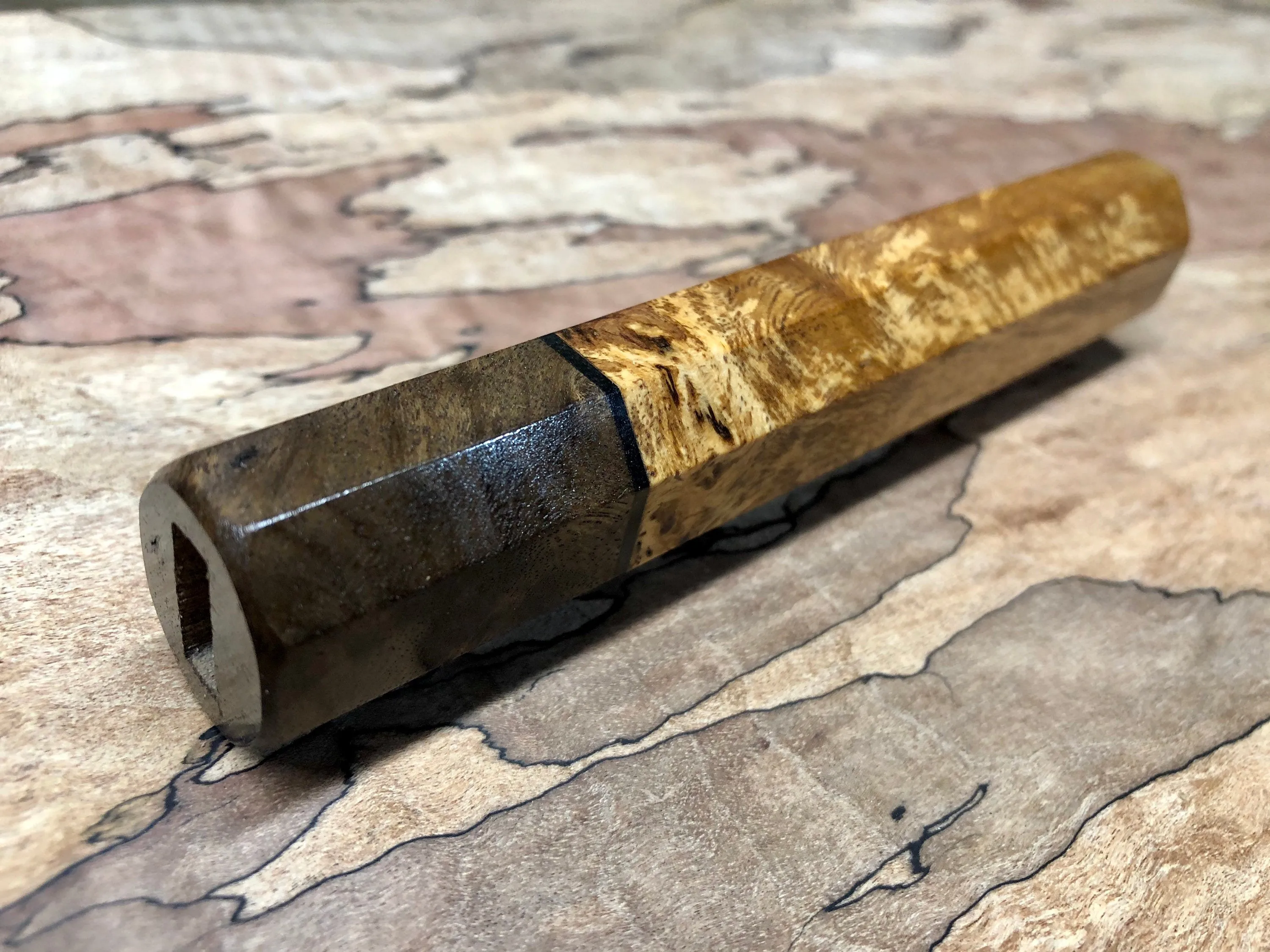 Custom Japanese Knife handle (wa handle) - Spalted Canxan Negro