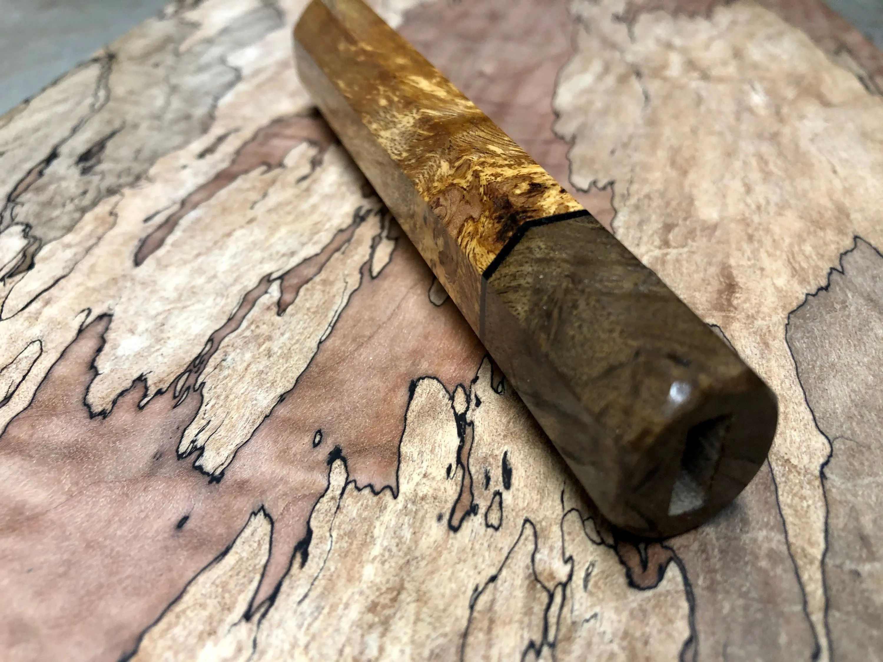 Custom Japanese Knife handle (wa handle) - Spalted Canxan Negro