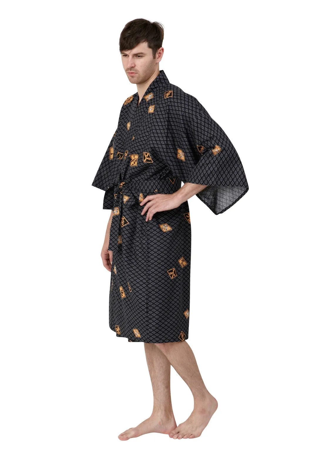 Diamonds Short Cotton Happi Coat Mens Kimono