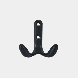 Double Black Coat Hooks Wall Mounted