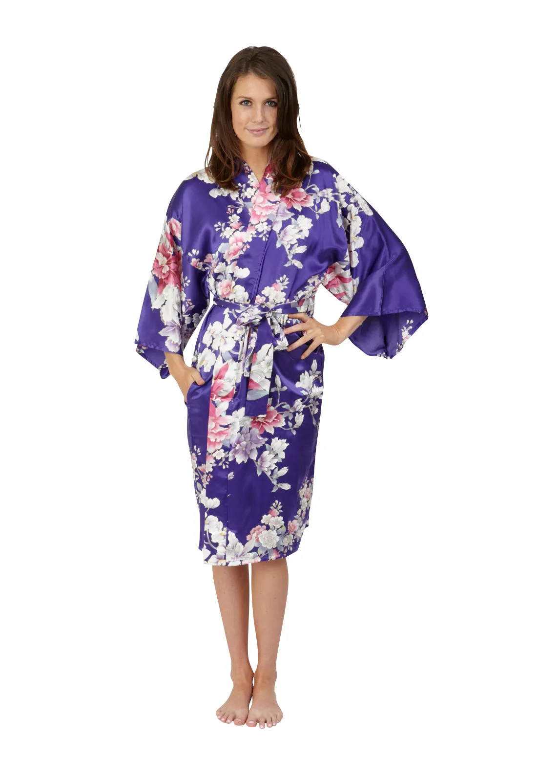 Elegant Orchids Short Silk Happi Coat Kimono