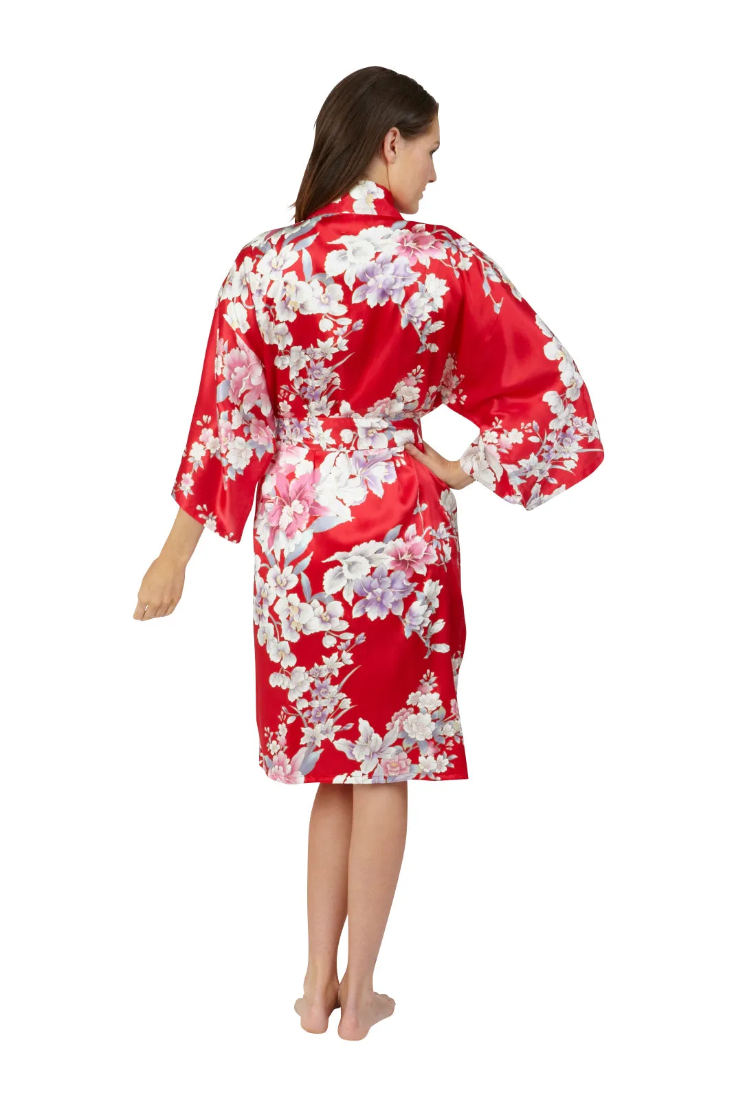 Elegant Orchids Short Silk Happi Coat Kimono