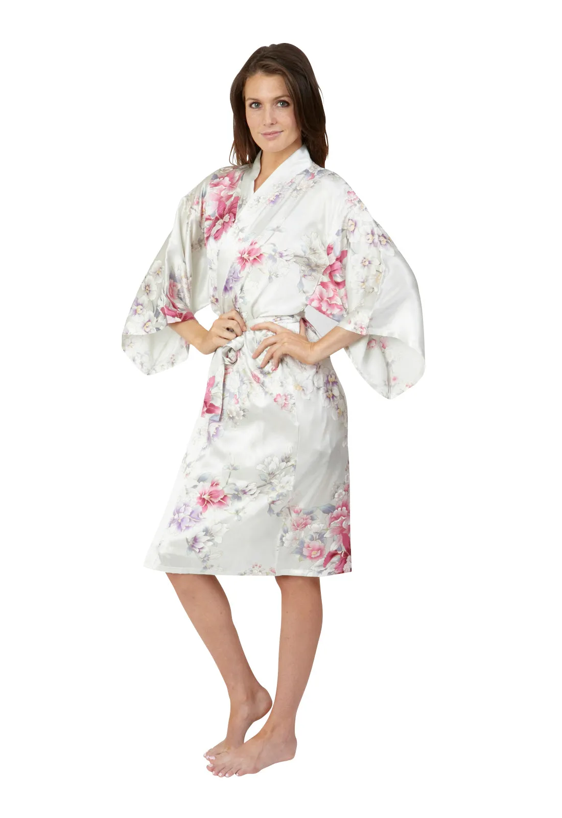 Elegant Orchids Short Silk Happi Coat Kimono