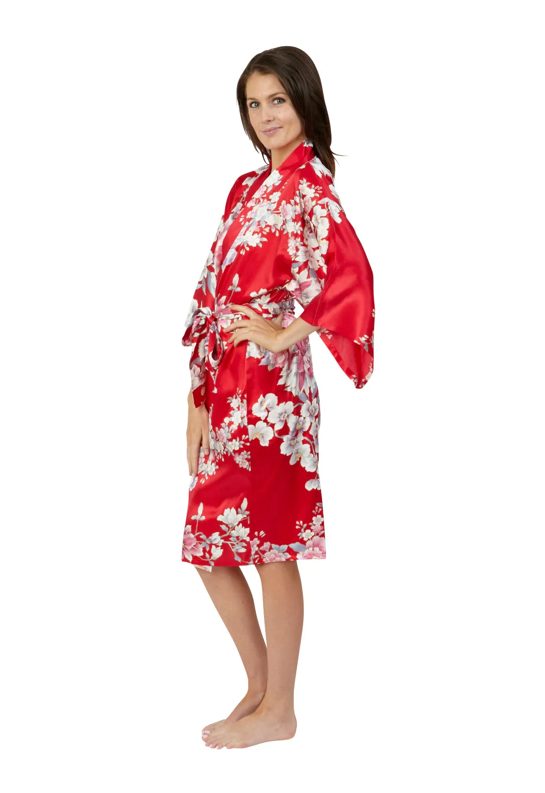 Elegant Orchids Short Silk Happi Coat Kimono