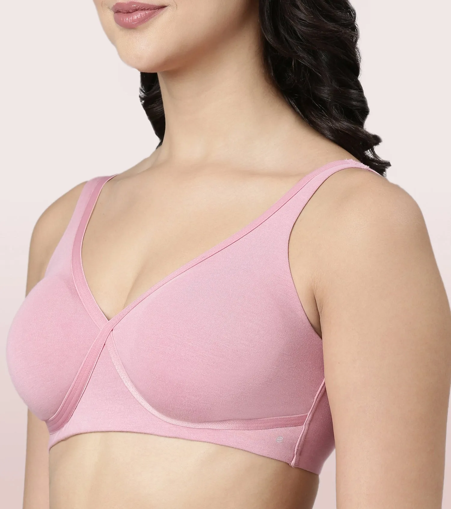 Enamor BambooBliss A076 Ultimate Softness Innovation Bamboo Cotton Lounge Slip-on T-shirt Bra for Women with Removable Pads- High Coverage, Padded and Wirefree