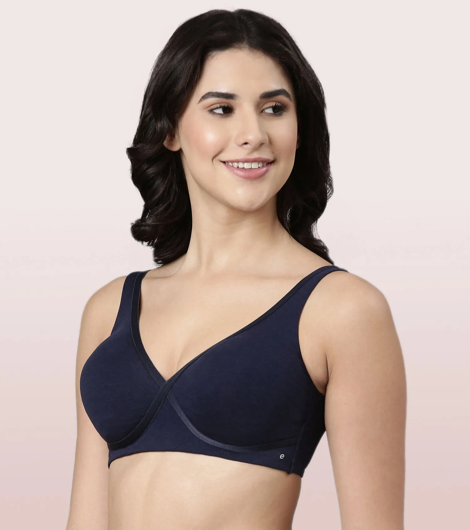 Enamor BambooBliss A076 Ultimate Softness Innovation Bamboo Cotton Lounge Slip-on T-shirt Bra for Women with Removable Pads- High Coverage, Padded and Wirefree