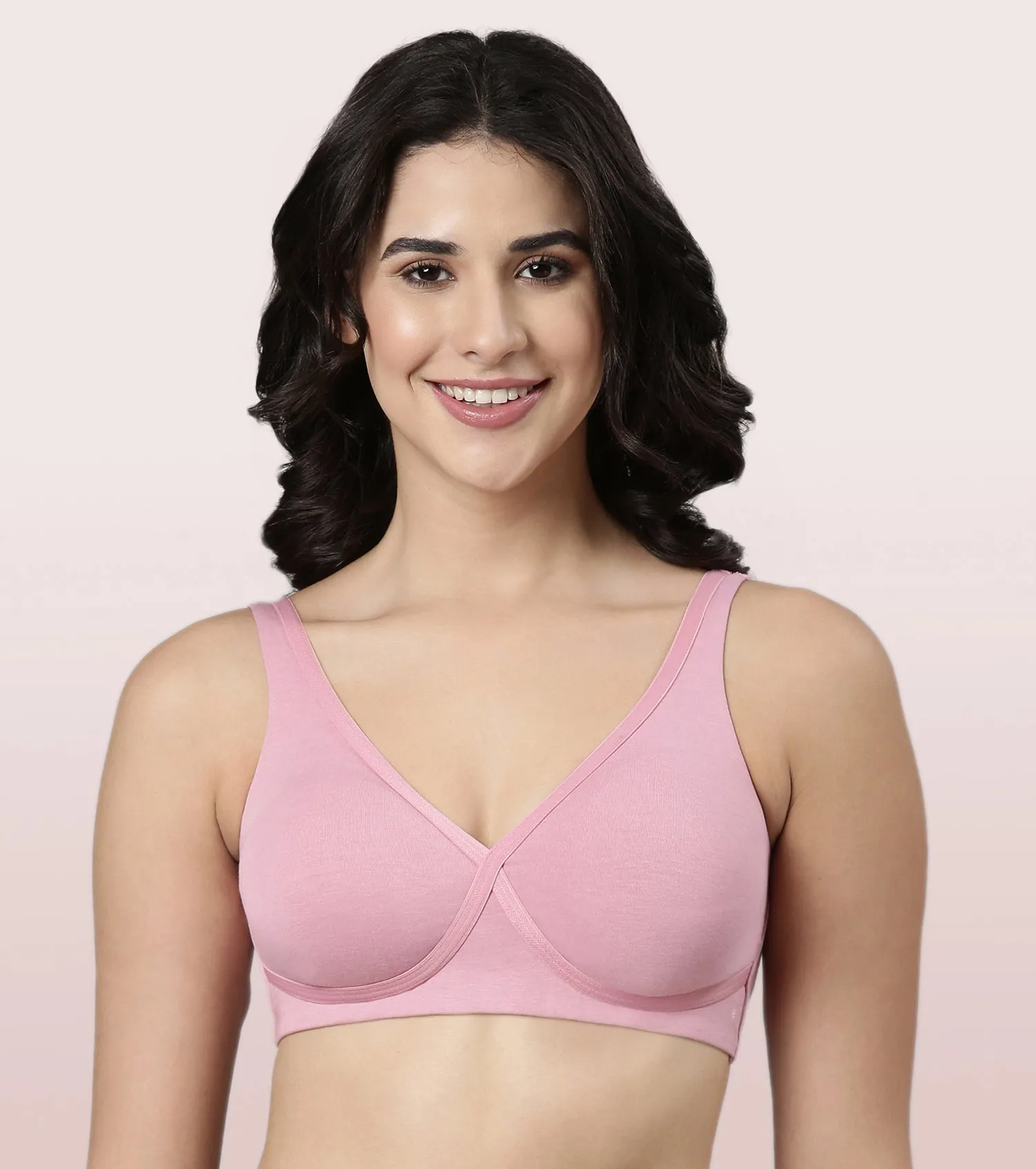 Enamor BambooBliss A076 Ultimate Softness Innovation Bamboo Cotton Lounge Slip-on T-shirt Bra for Women with Removable Pads- High Coverage, Padded and Wirefree