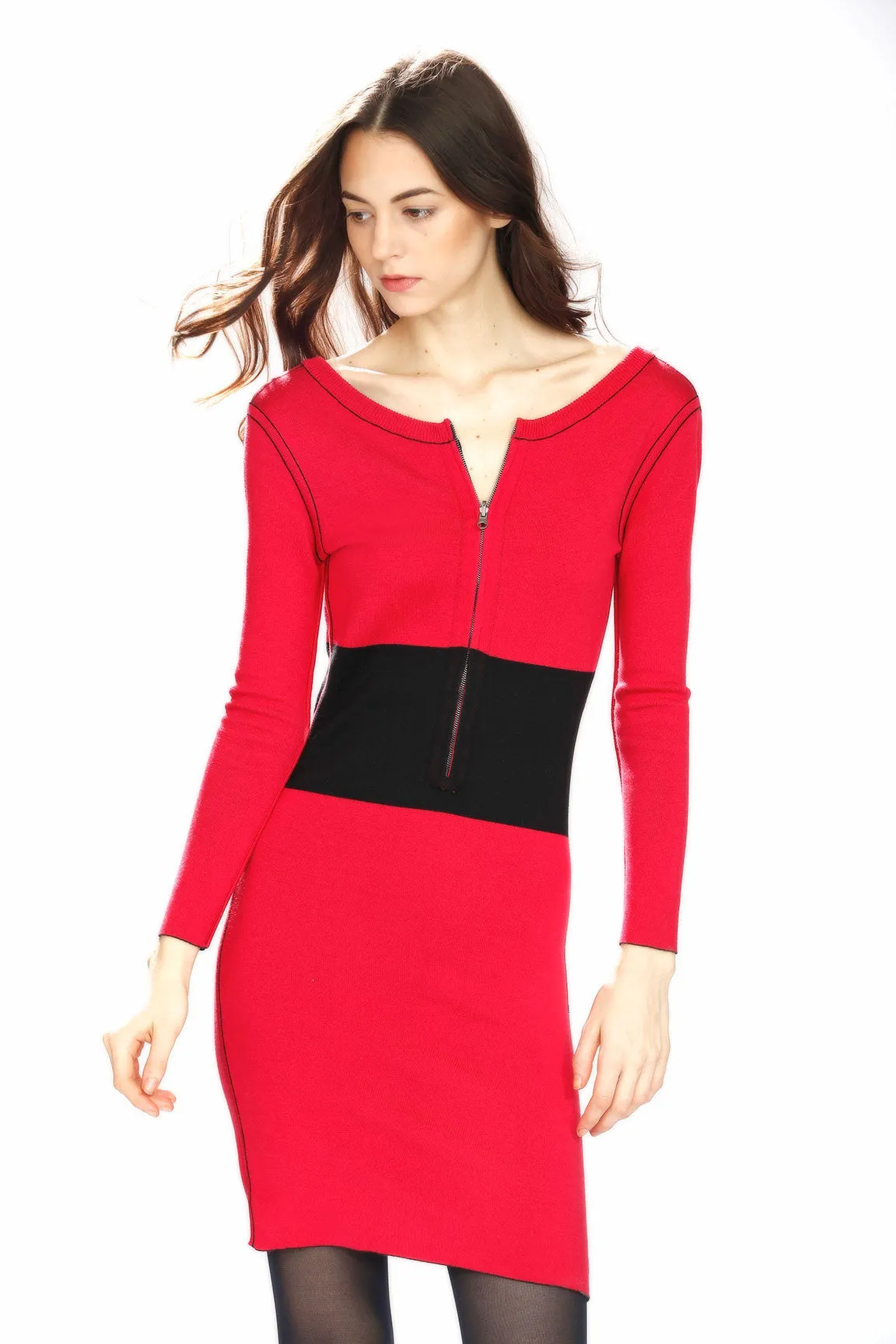 Erin Soft Silk/Cashmere Reversible 4-Way Dress - Red/Black