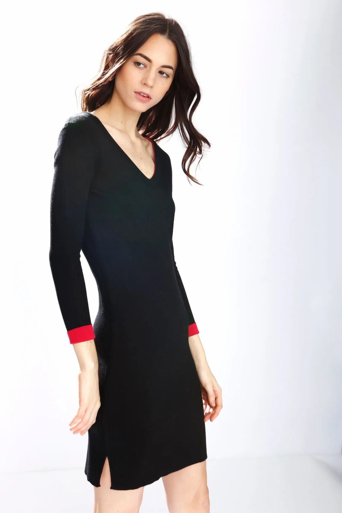 Erin Soft Silk/Cashmere Reversible 4-Way Dress - Red/Black