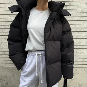 Fashion Parkas Coat Vintage Bread Jacket Outwear Office Ladies Warm Cotton Puffer Jacket 2024 Winter Cotton Loose Cotton Jacket