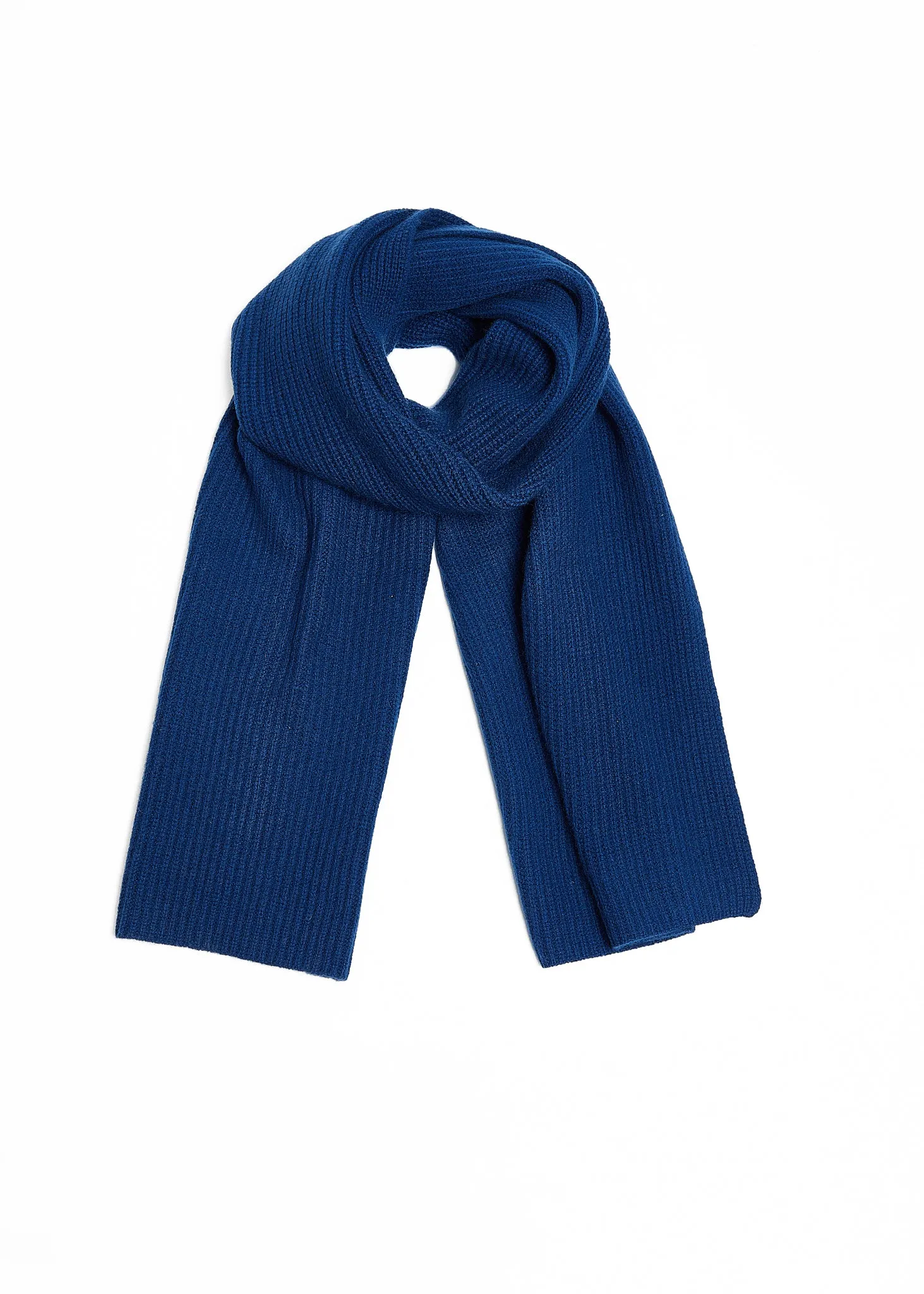 Foxford Navy Ribbed Cashmere Scarf