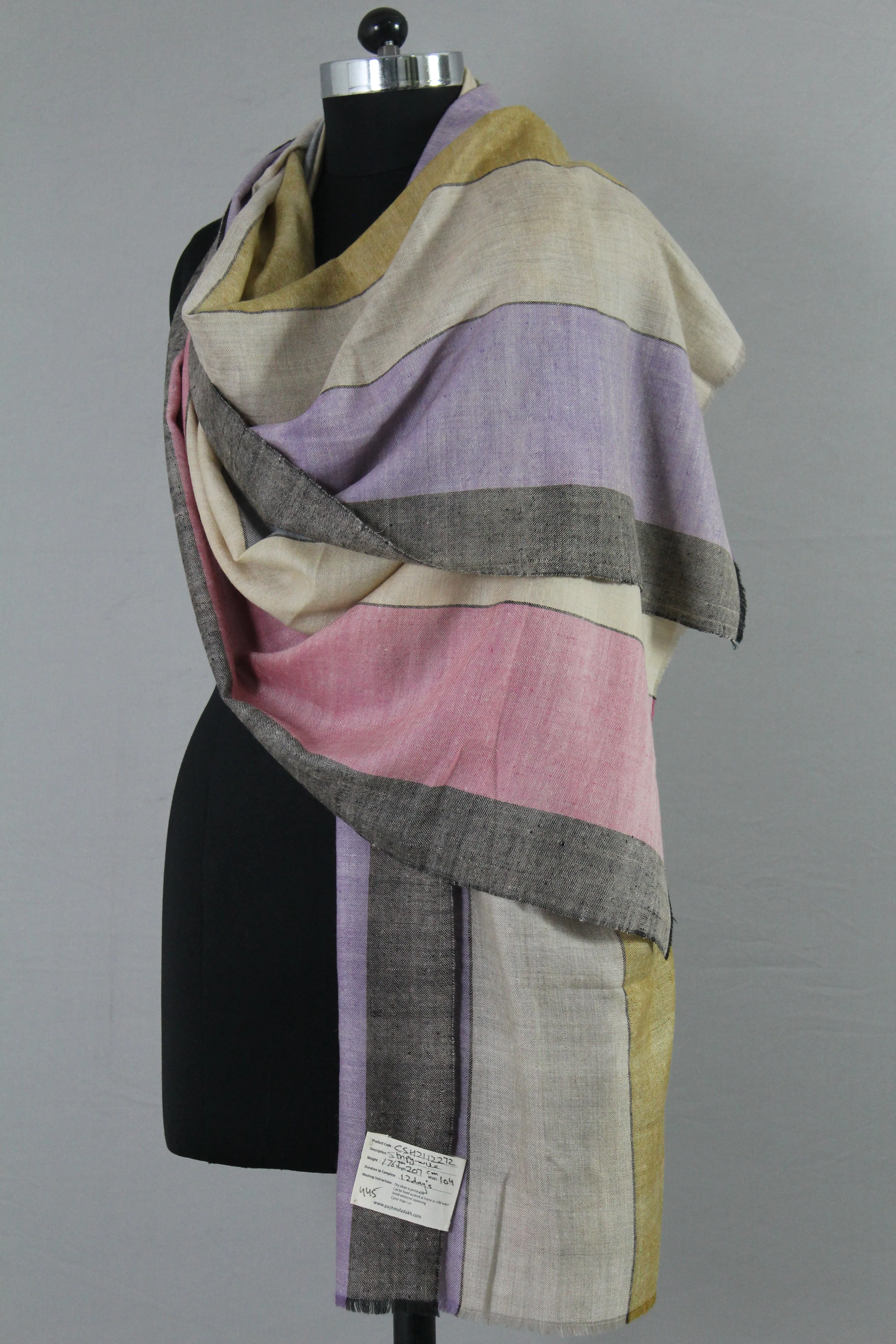 Ghazala Roman Strips Cashmere Shawl