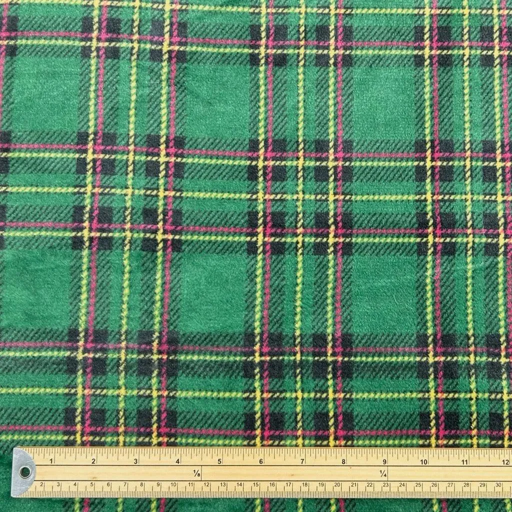 Green Checkered Cuddle Fleece Fabric