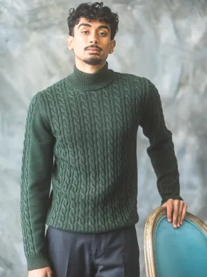 Green Lupetto Cable Knit Sweater