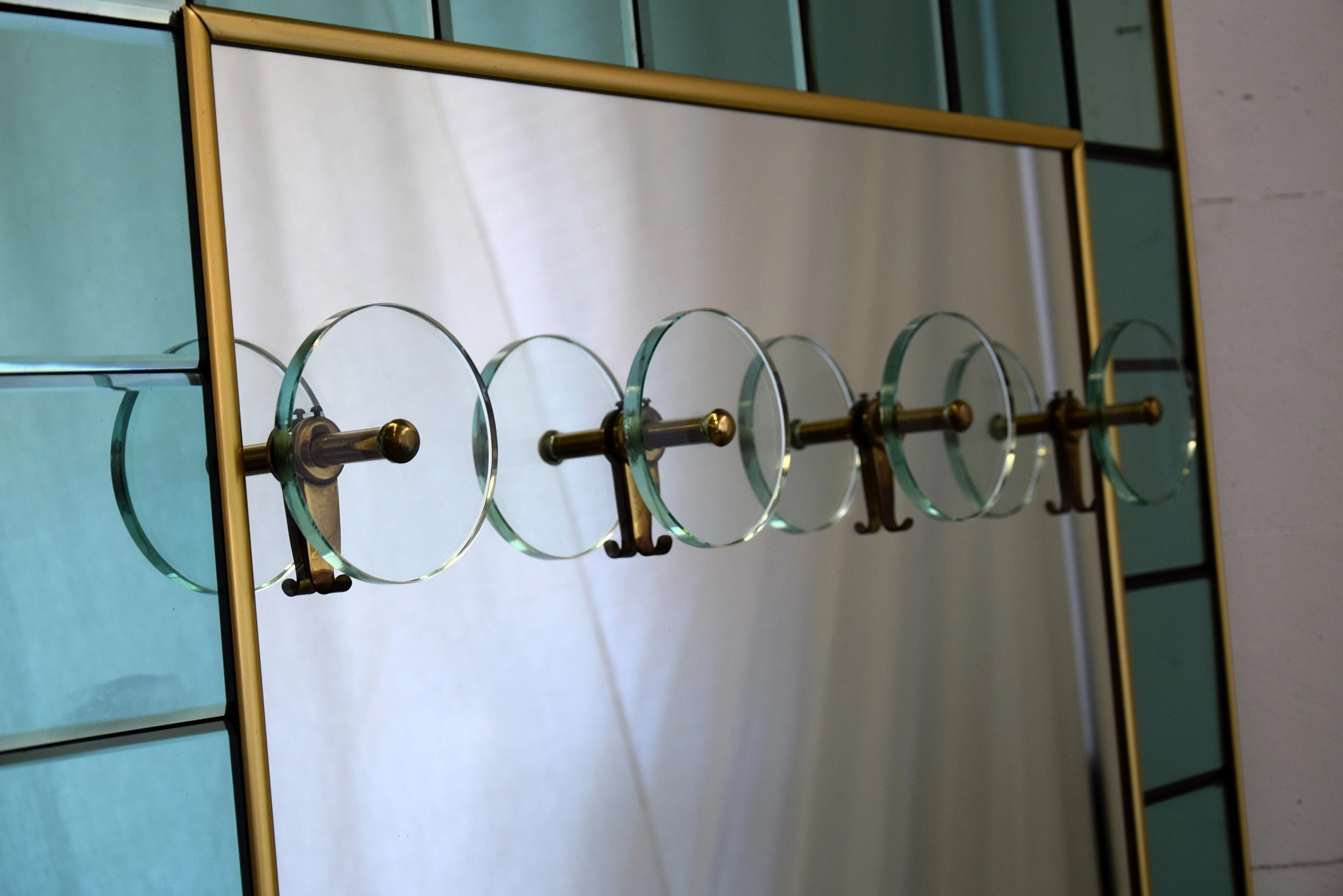 Italian Mid Century Entrance Mirror Coat Rack by Cristal Arte