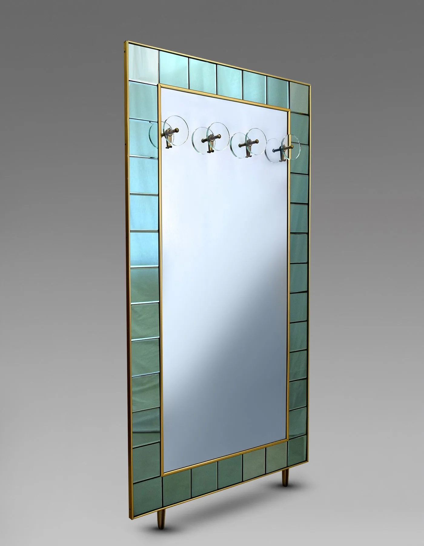 Italian Mid Century Entrance Mirror Coat Rack by Cristal Arte