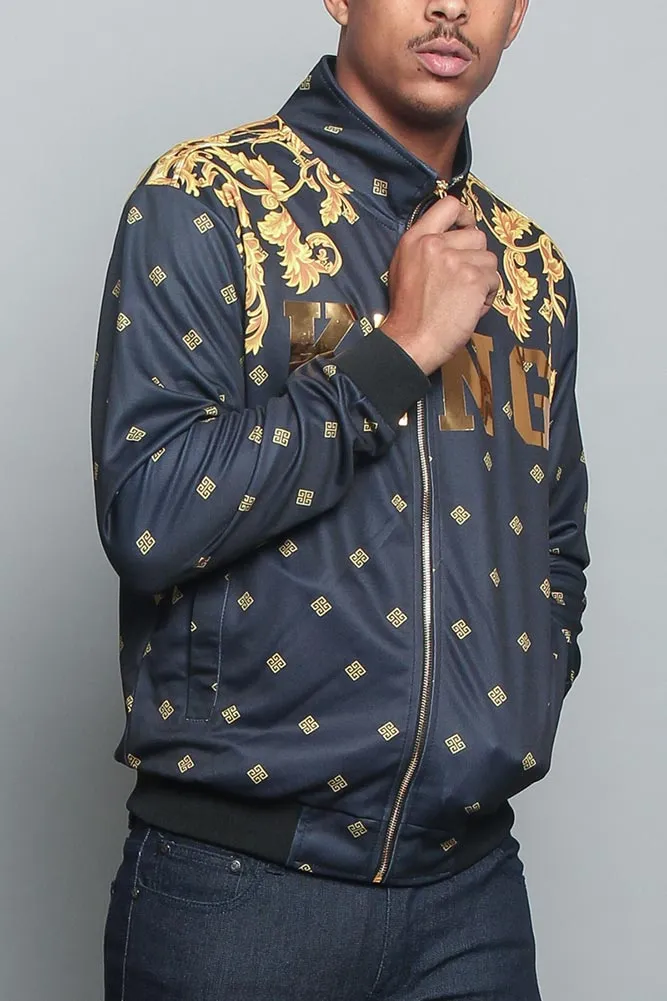 Jeweled Tiger King Zip Up Track Jacket