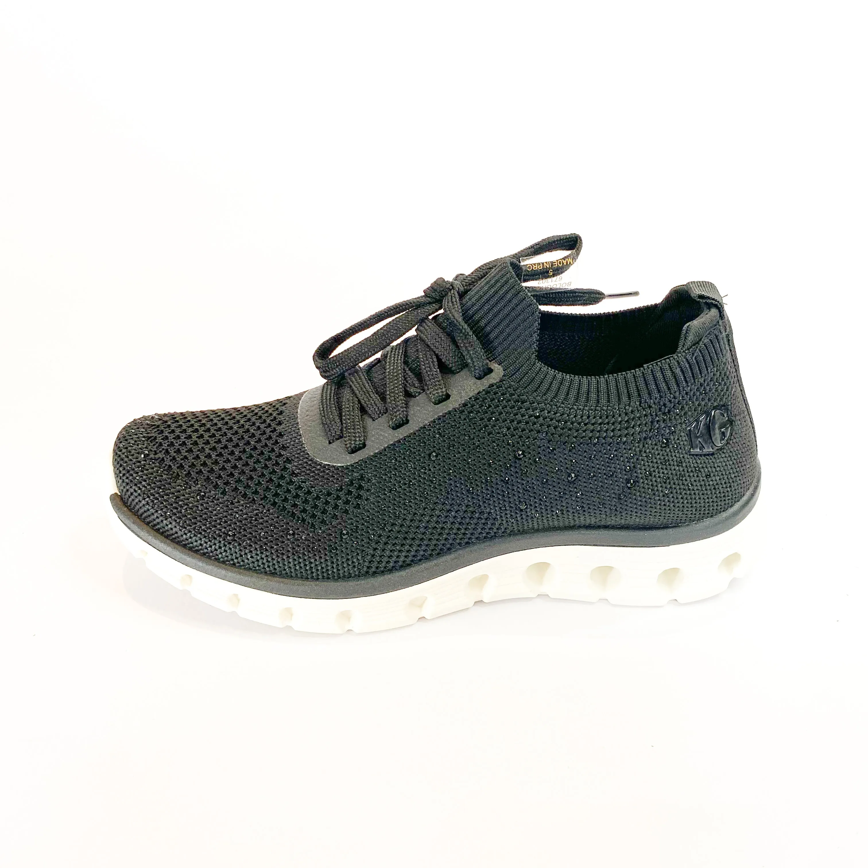 KG black sparkle knit lace up