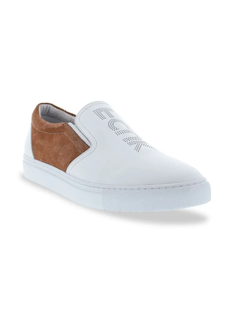 Marcel French Connection leather and suede slip-on sneakers, white