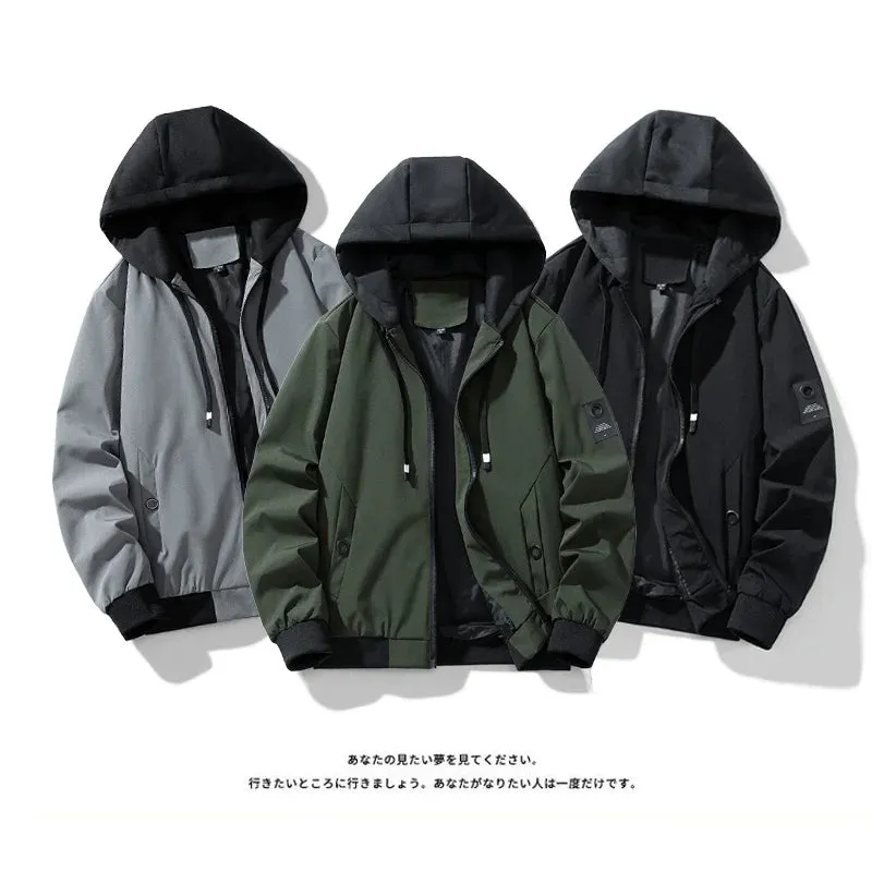 Men Jackets Autumn Winter Hooded Coats Long Sleeve Hoodie Fashion Casual Outwear Streetwear Men's Clothing Top