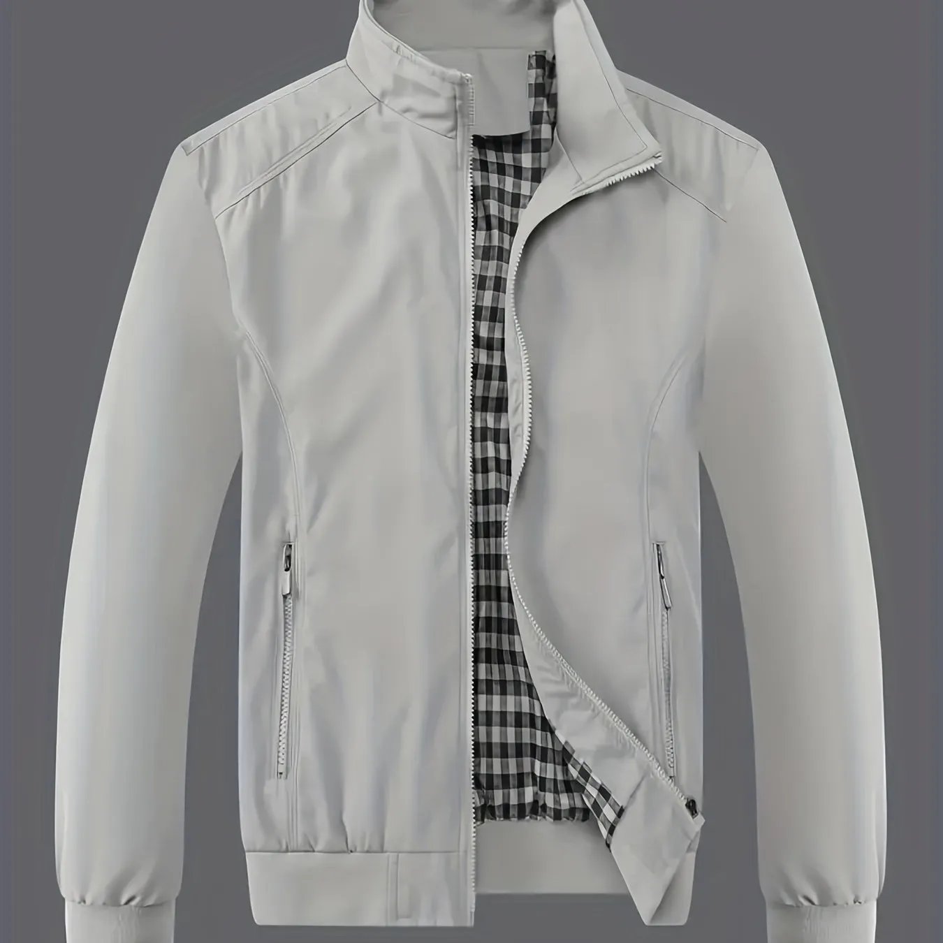 Men's Casual Sports Lapel Collar Zip Up Jacket With Pockets