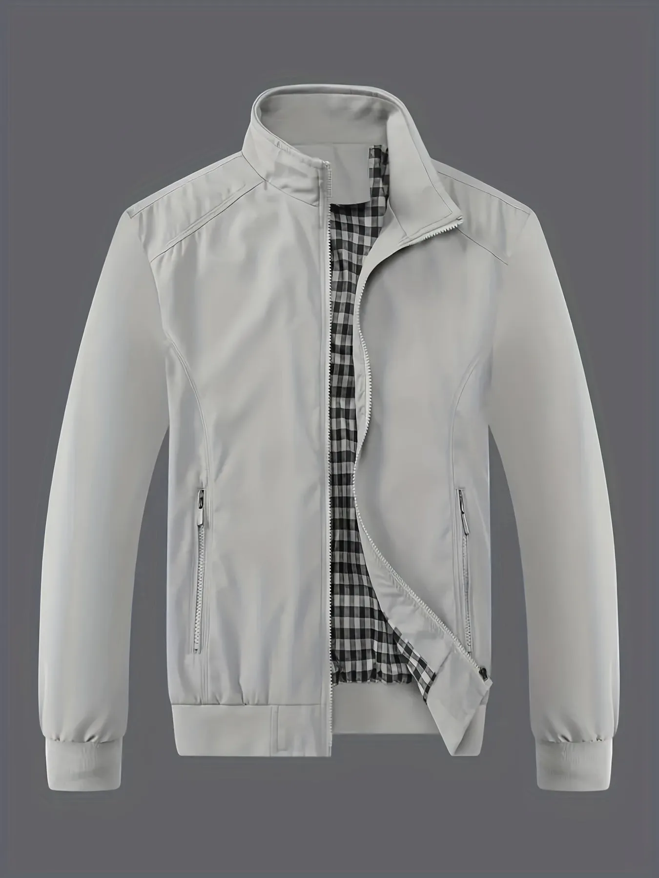 Men's Casual Sports Lapel Collar Zip Up Jacket With Pockets