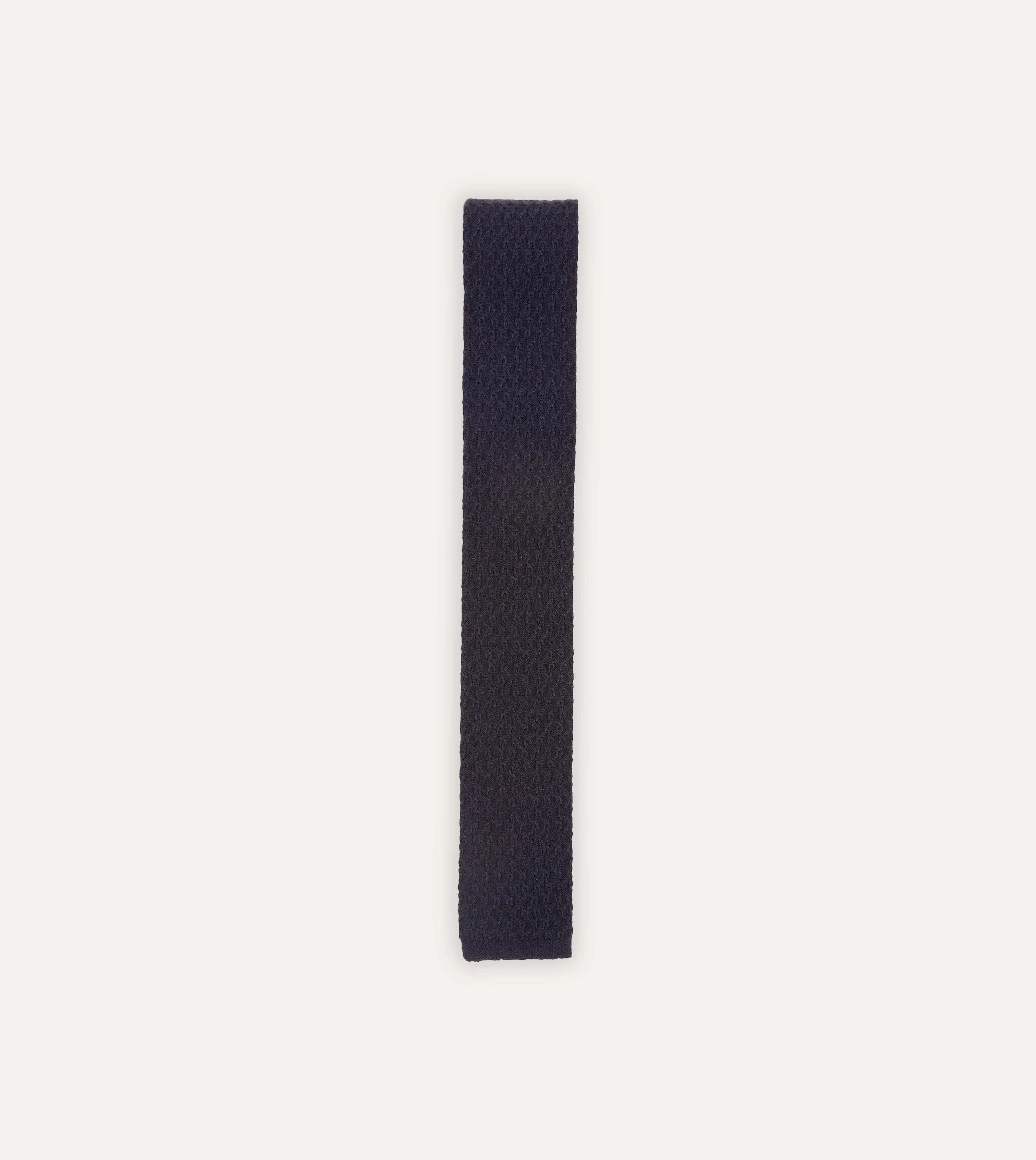 Navy Knitted Cashmere Wool Solid Colour Tie