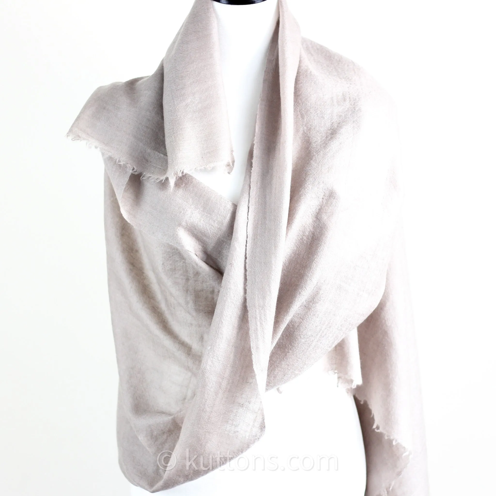 Pure Pashmina Cashmere Stole - Soft Featherweight Handspun Pashmina Cashmere Wrap from Ladakh Himalayas | Light Gray, 29x82"