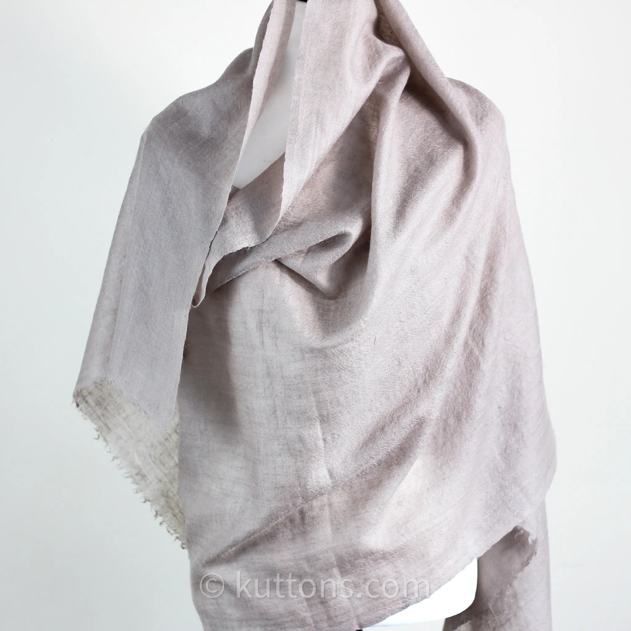 Pure Pashmina Cashmere Stole - Soft Featherweight Handspun Pashmina Cashmere Wrap from Ladakh Himalayas | Light Gray, 29x82"