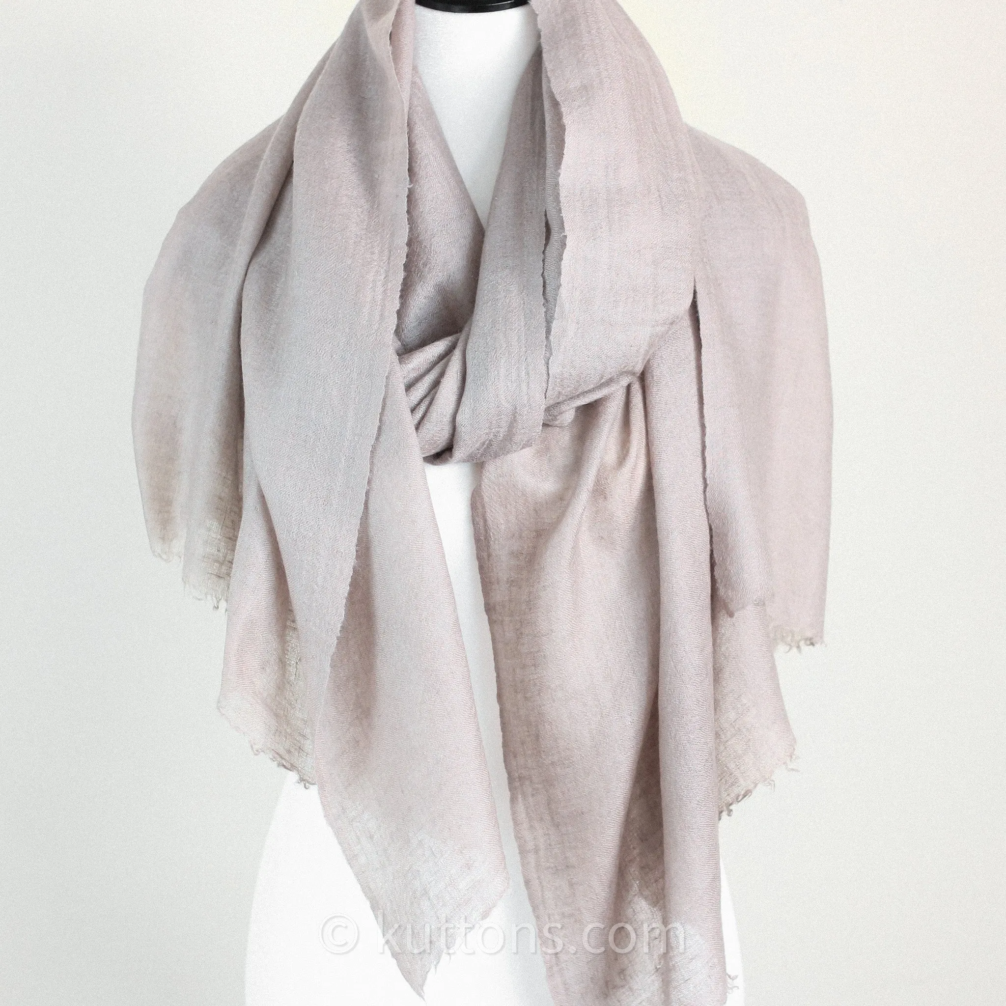 Pure Pashmina Cashmere Stole - Soft Featherweight Handspun Pashmina Cashmere Wrap from Ladakh Himalayas | Light Gray, 29x82"