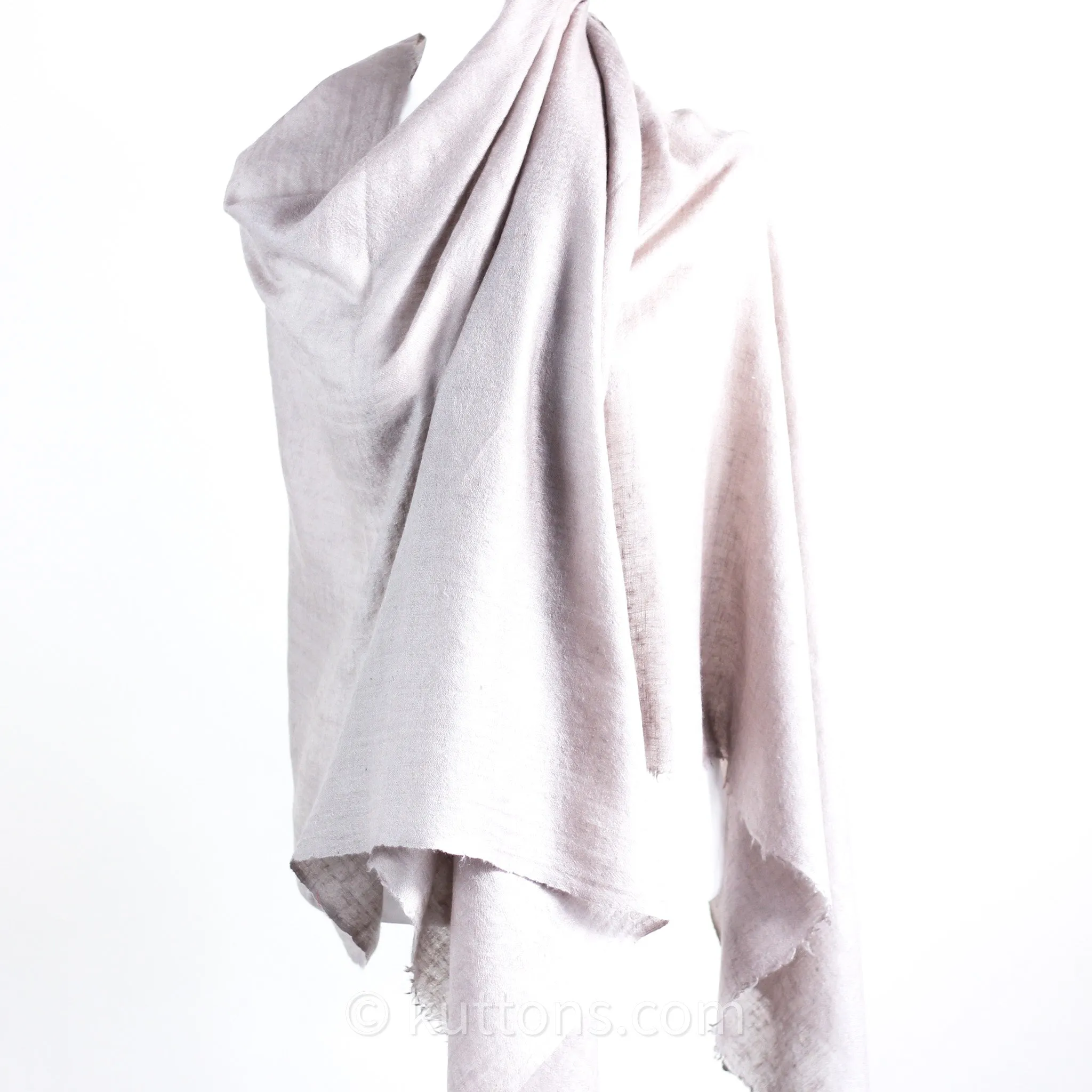 Pure Pashmina Cashmere Stole - Soft Featherweight Handspun Pashmina Cashmere Wrap from Ladakh Himalayas | Light Gray, 29x82"