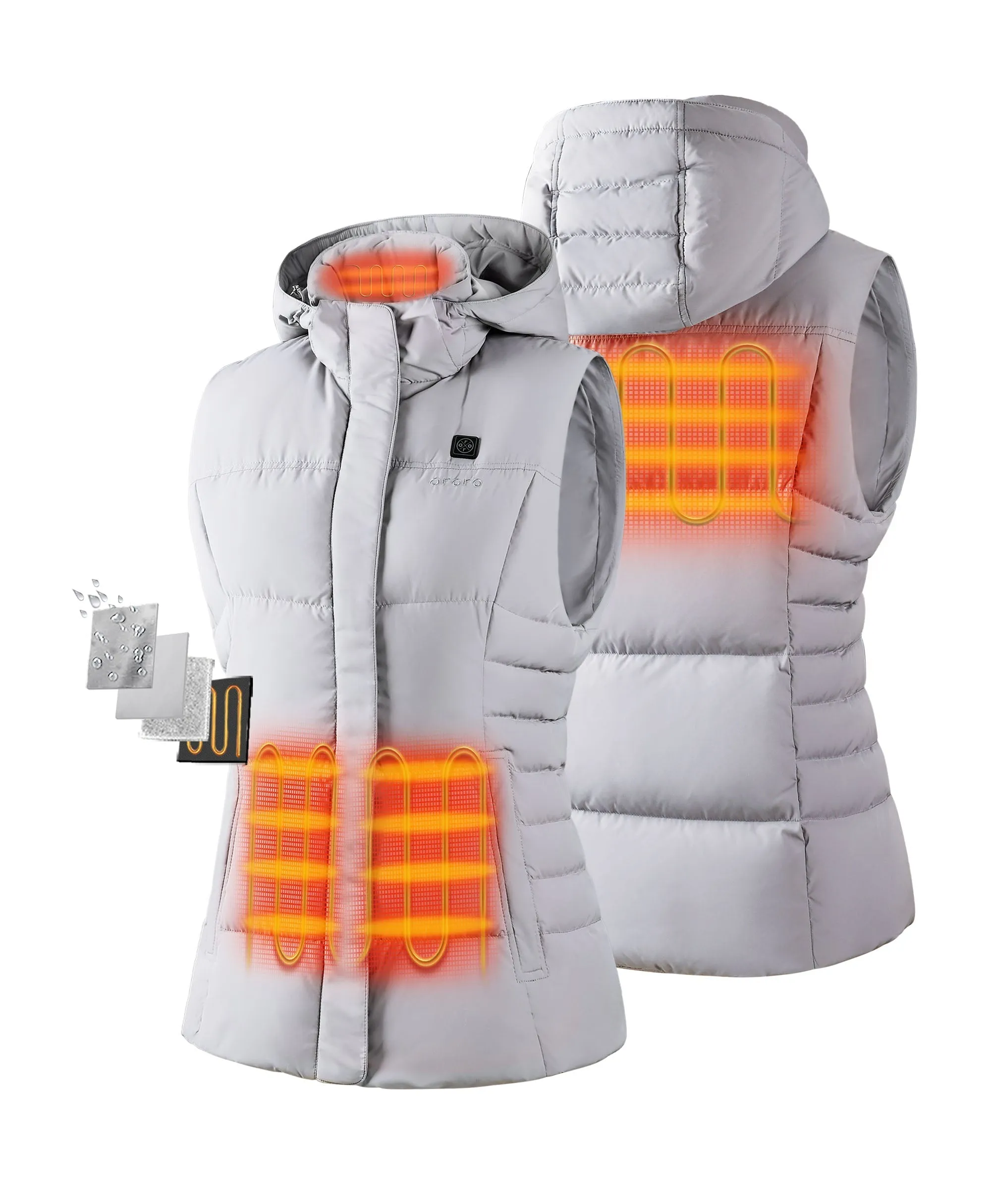 Replacement of Women's Heated Down Vest - Gray (Battery not Included)