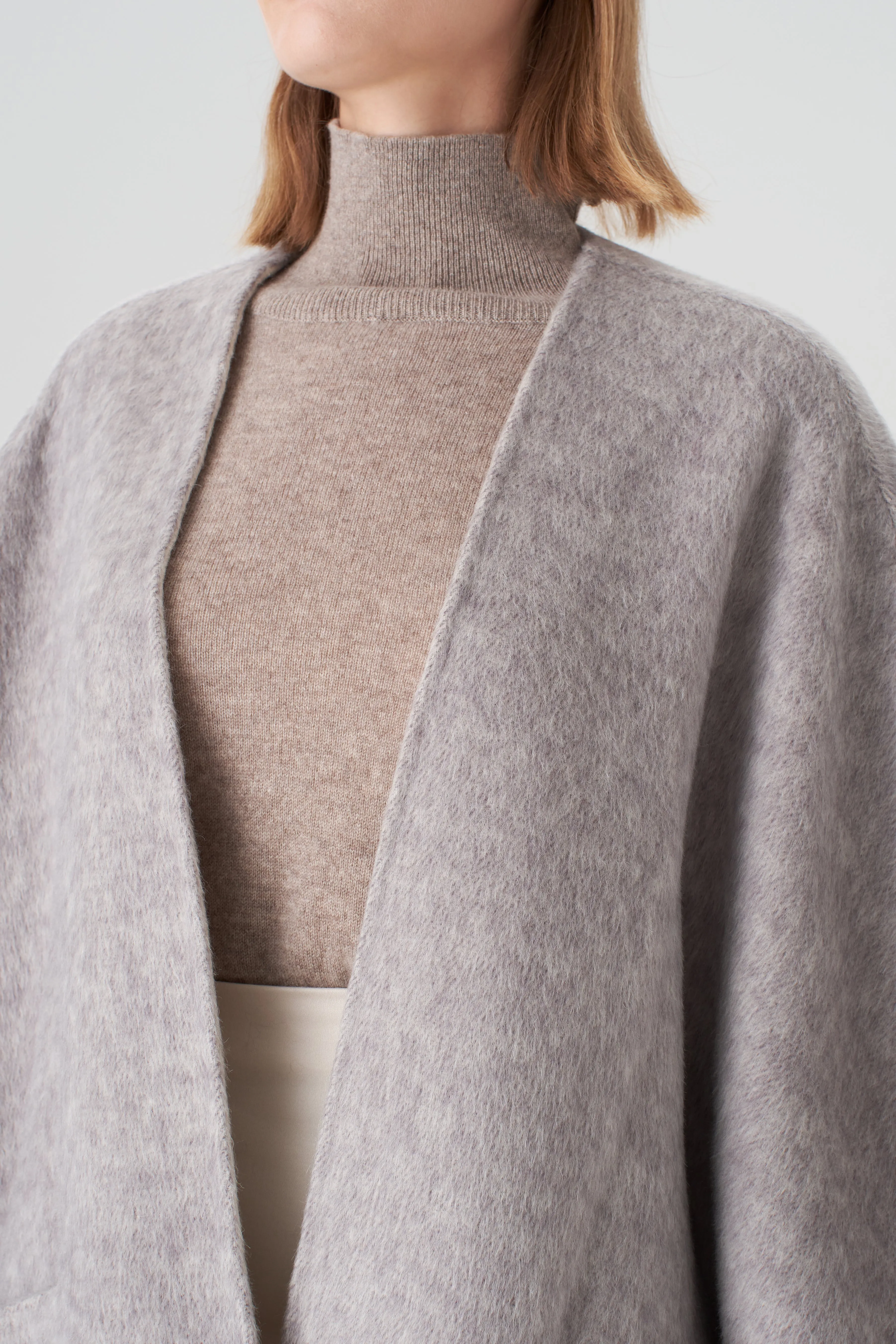 Reversible Cashmere  Silk Cape - Grey/Beige