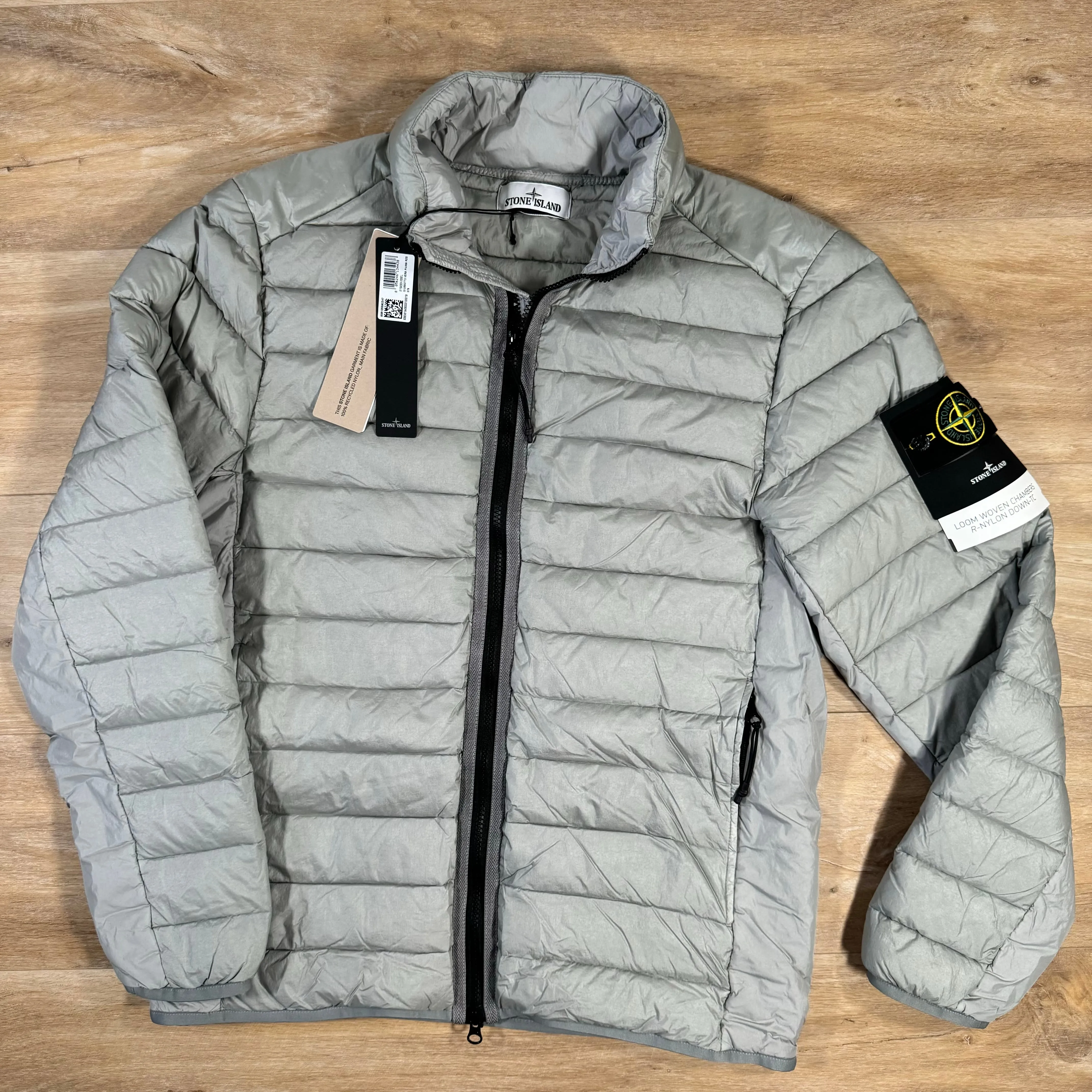 Stone Island Loom Woven Chambers Nylon Down-TC Jacket in Grey