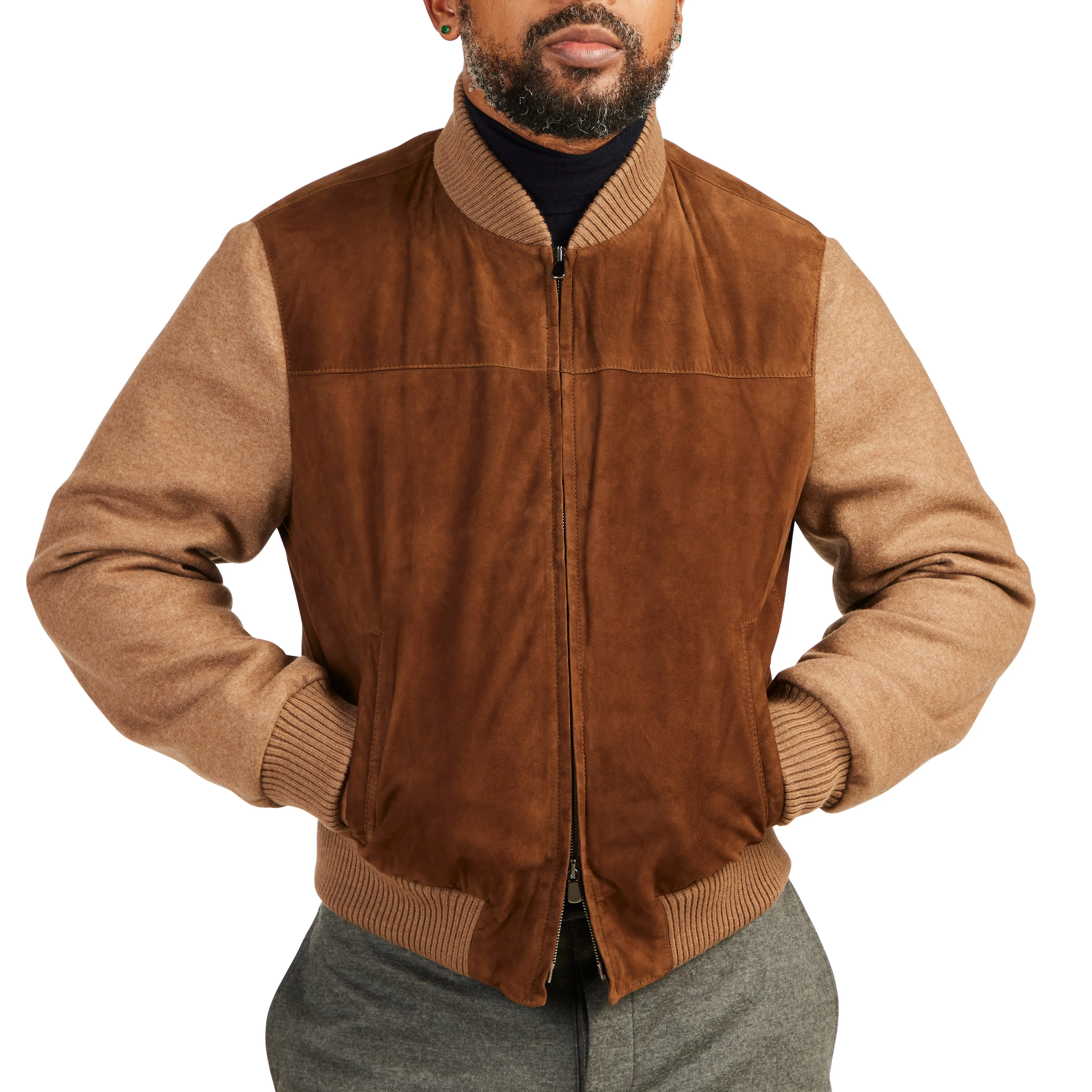 Suede/Cashmere Varsity Jacket