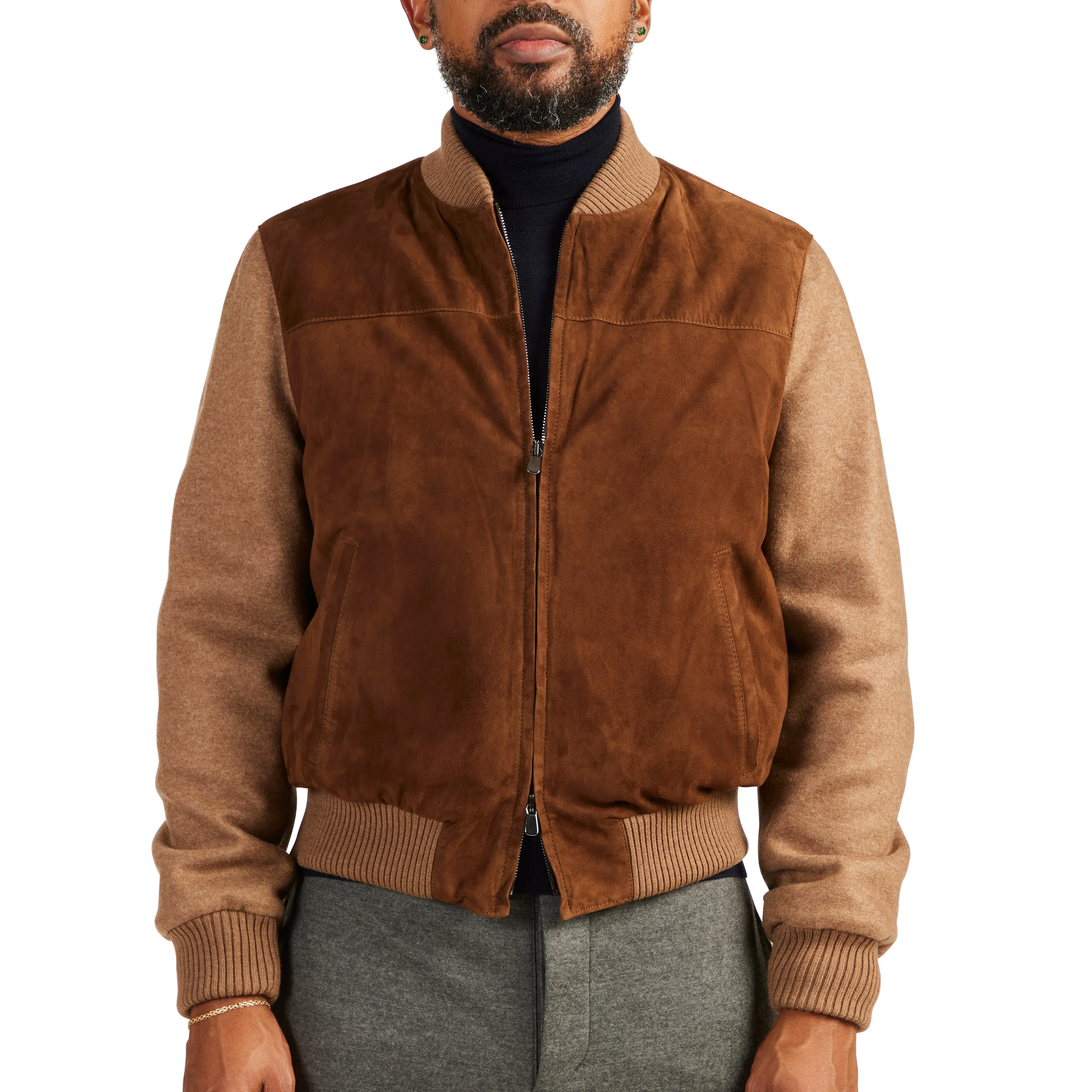 Suede/Cashmere Varsity Jacket