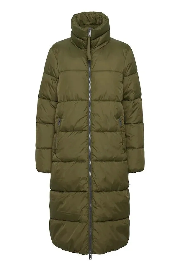 The Bomina Puffer Long Jacket - Olive