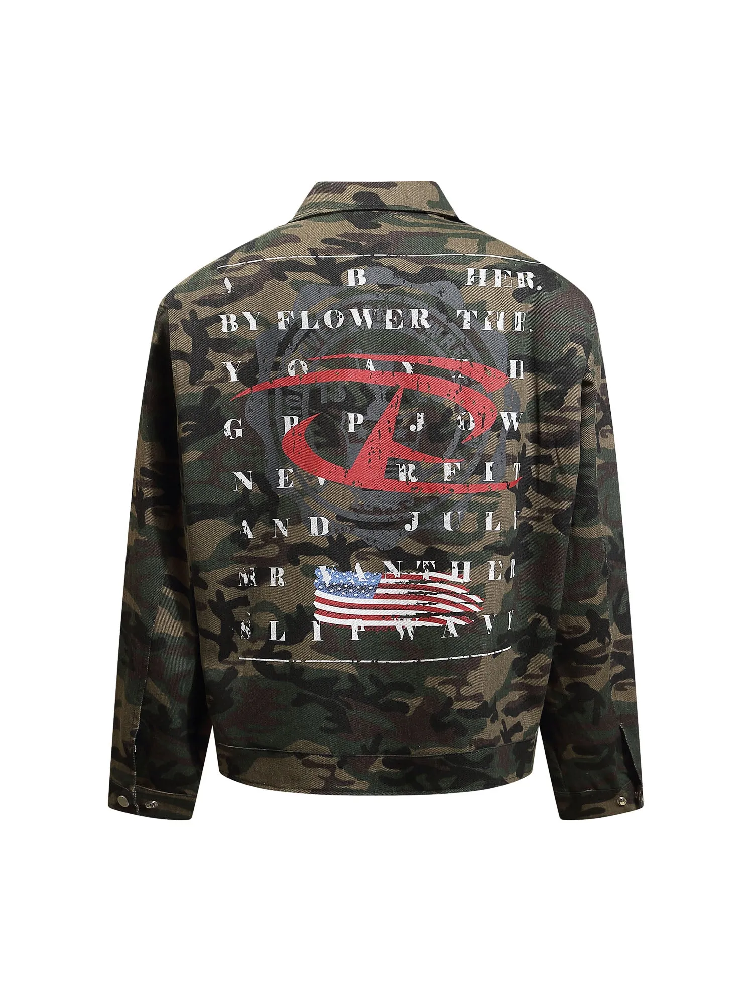 Thesupermade Hip-hop Shoulder Pad Camouflage Washed Jacket